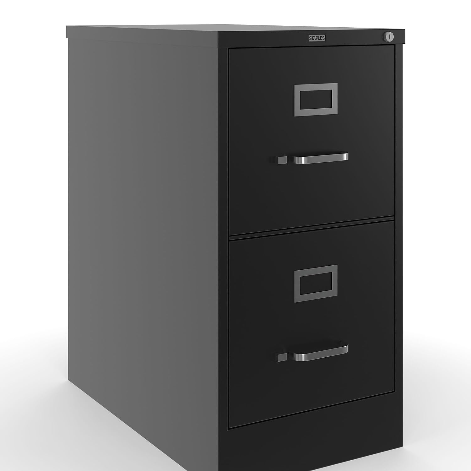 Staples 85988 2-Drawer Vertical Locking File Cabinet - Letter Size, Black, 25-Inch Depth (25157D) - Perfect for Office Organization & Document Storage