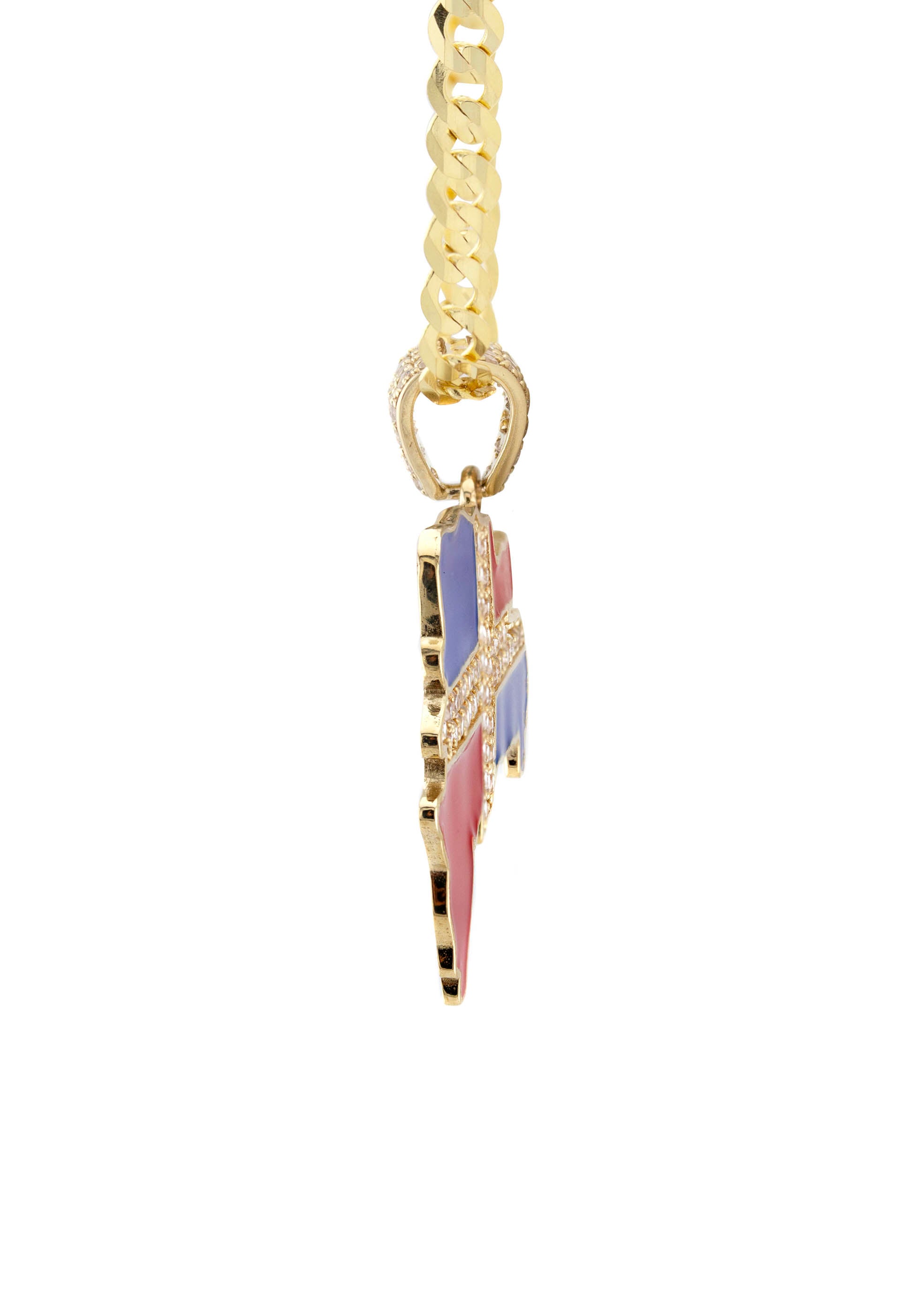 10K Yellow Gold Dominican Republic Flag Necklace for Women | 3 Grams Fine Jewelry | Perfect for Independence Day & Patriotic Gifts