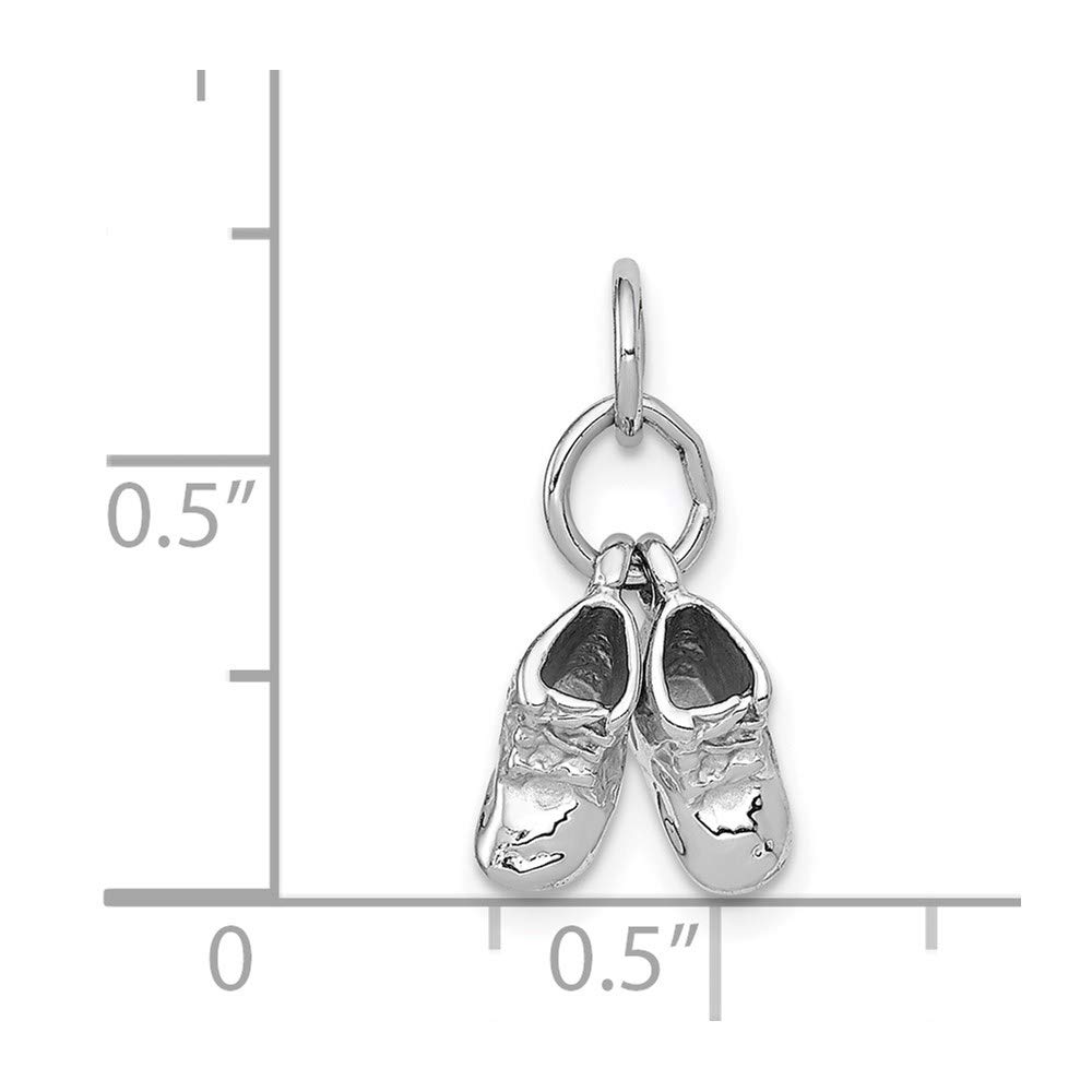 14K White Gold Solid Baby Shoes Charm Pendant - Elegant Jewelry Gift for Newborns, Christening, Baby Showers & Special Occasions