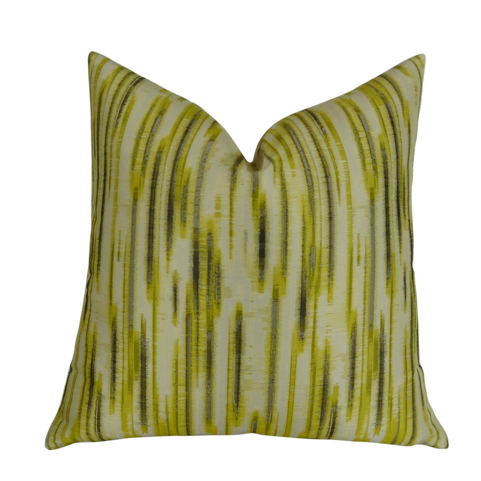 Modern Lime Green Gray Cream Graphic Decorative Throw Pillow - USA Made Designer Couch Pillow for Living Room, Bedroom & Home Decor - 11194