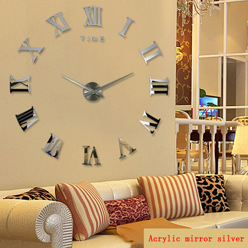 Large Roman Numeral Wall Clock - Modern DIY Quartz Clock for Living Room, Bedroom & Office Decor | Silent Non-Ticking Home Decoration