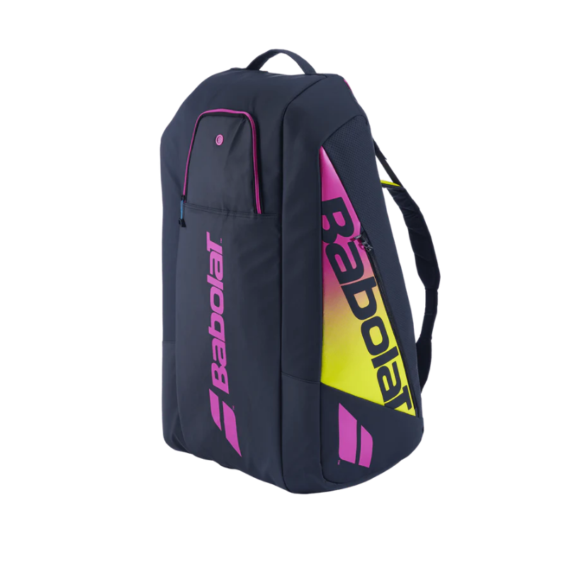 Babolat Pure Aero Rafa 12 Pack Tennis Racquet Bag - Black/Yellow/Pink for Men & Women | Durable Tennis Gear for Tournaments & Practice Sessions