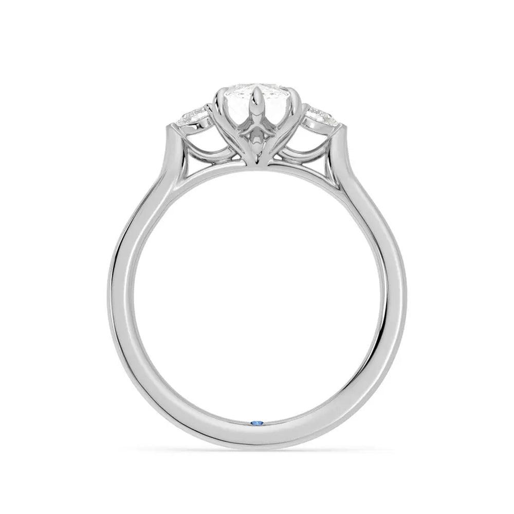 Exquisite Marquise Cut Three Stone Moissanite Engagement Ring with Hidden Anniversary Accent - Perfect for Proposals, Weddings & Anniversary Gifts