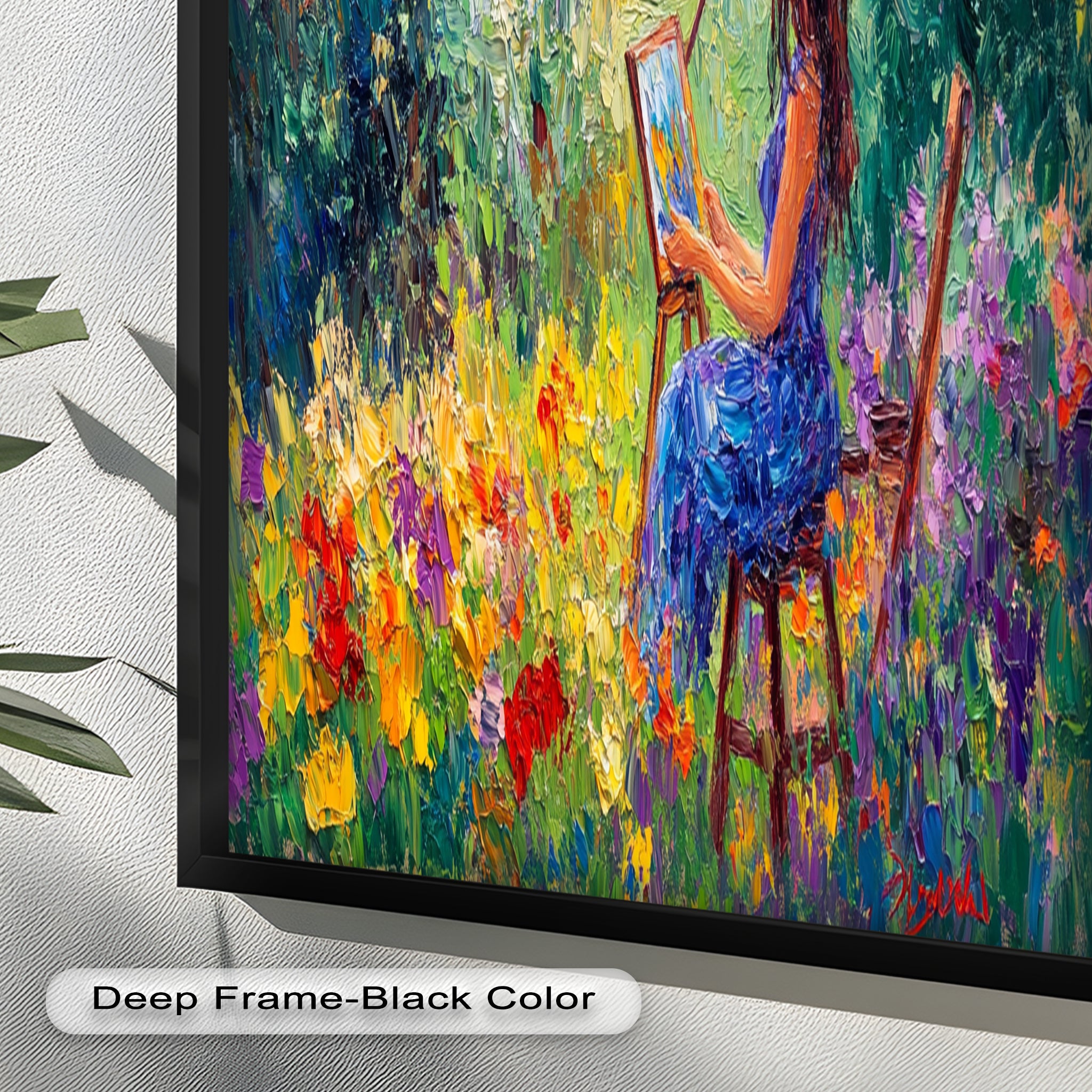 Vibrant Garden Landscape - Hand-Painted Impressionist Oil Painting Artwork for Home & Office Decor