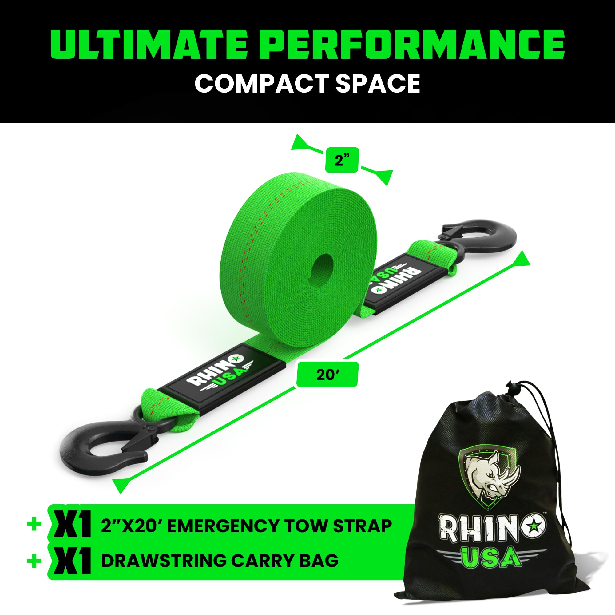 Rhino USA Heavy Duty Tow Strap 2