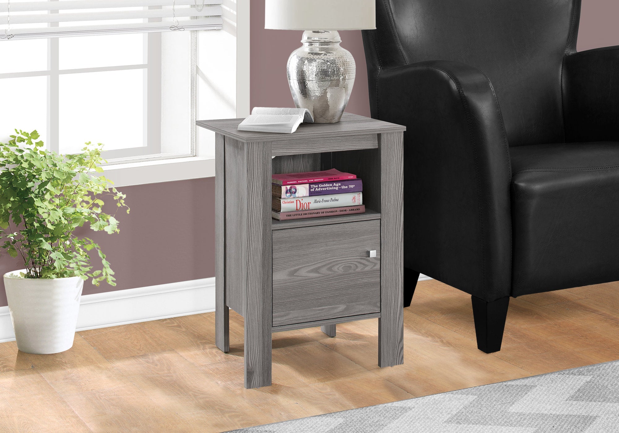 Modern Grey Nightstand with Storage - Accent Table for Bedroom, Living Room & Office - Stylish Side Table with Drawer for Home Decor