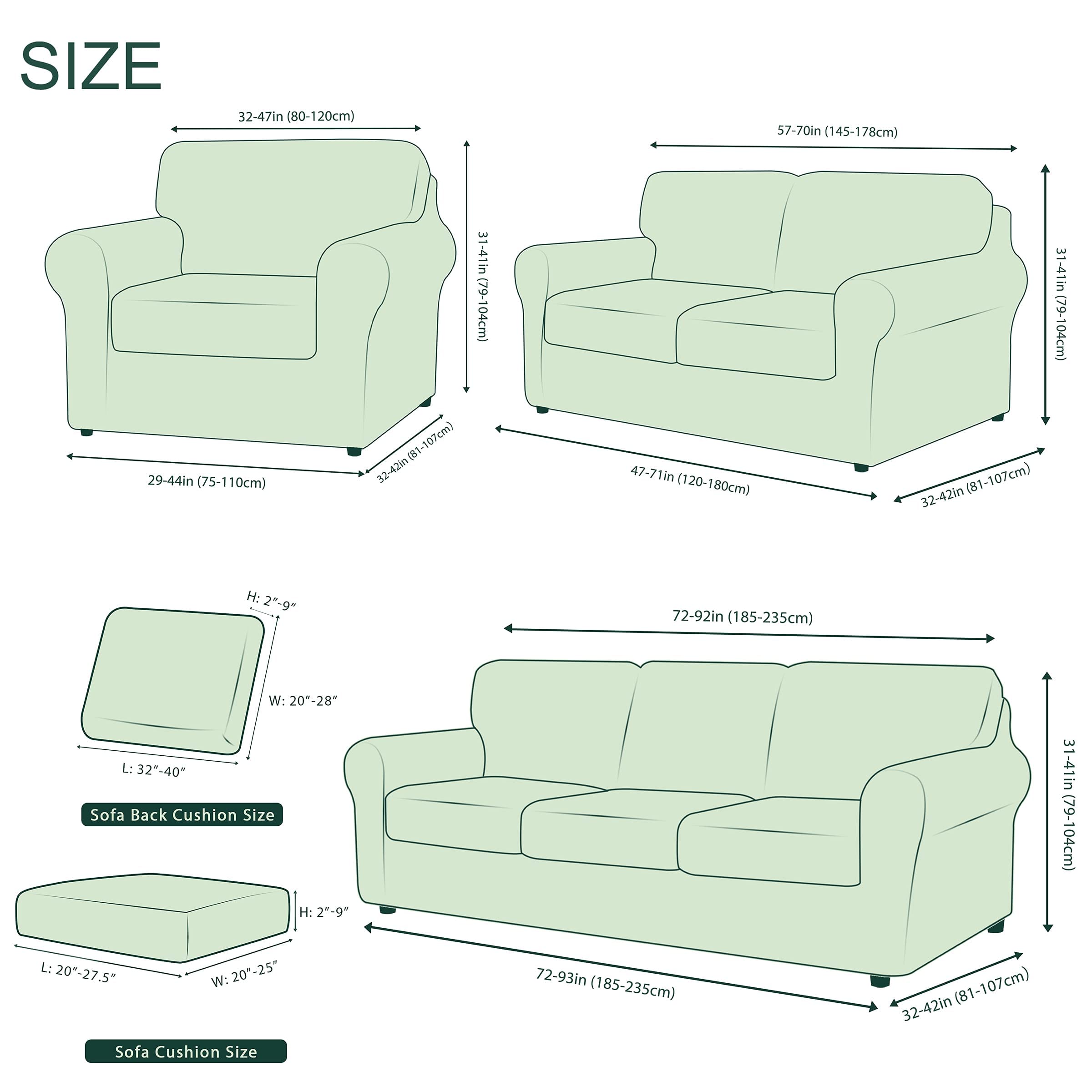 CHUN YI Small Armchair Cover & Loveseat Sofa Cover Set - Large Couch Slipcover with Separate Backrests & Cushions (Coffee Brown) - Perfect for Living Room Furniture Protection & Home Decor Upgrade