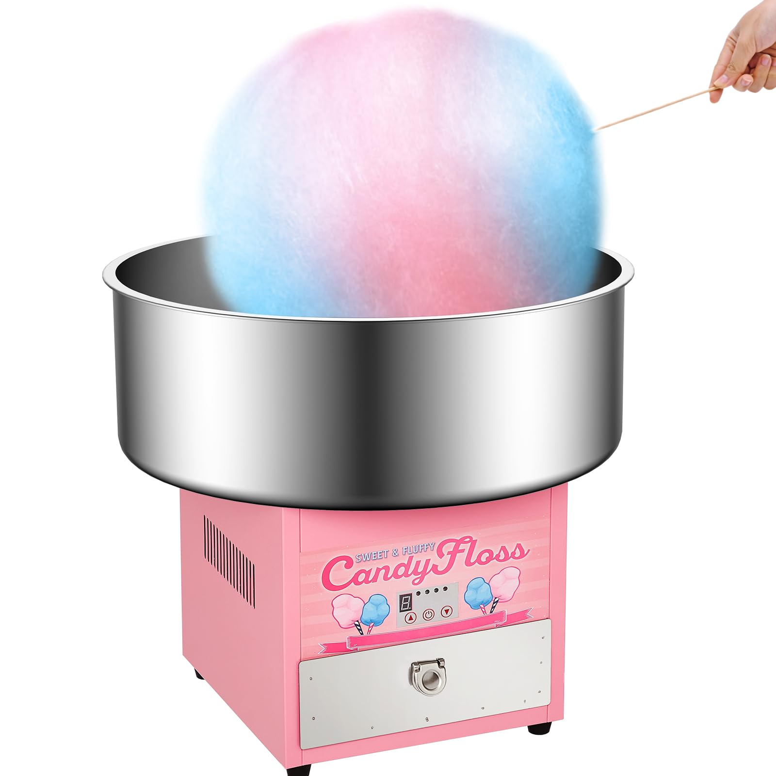 Commercial Cotton Candy Machine 20 Inch - 1200W Electric Candy Floss Maker with Removable Stainless Steel Bowl & Storage Drawer for DIY, Parties, Carnivals, Christmas Gifts - Perfect for Home, Events, Fairs, and Birthday Celebrations
