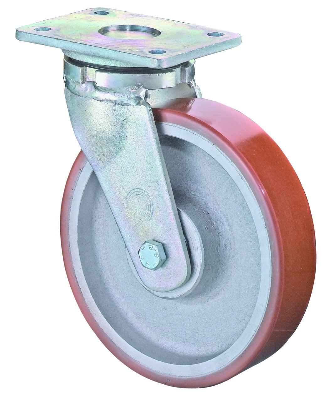 Heavy Duty BS Rolls Plate Caster with Polyurethane Wheels - Cast Iron Body, 250mm (10 Inch) - Ideal for Industrial Equipment, Warehouse Carts, and Heavy-Duty Machinery