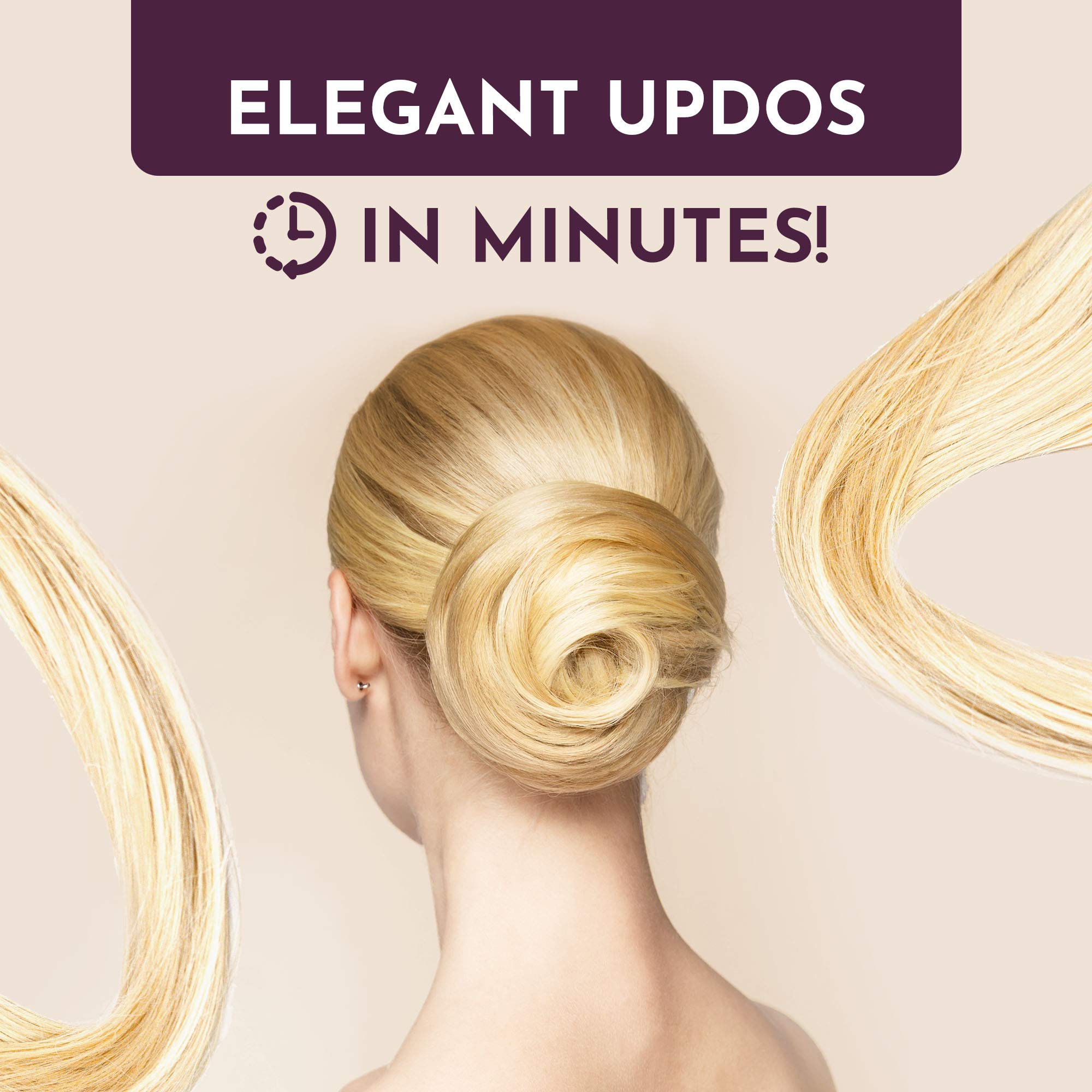Perfect Hair Bun Maker for Short & Thin Hair - Real Human Hair Extension, Dark Brown | Easy Fake Hair Buns & Donut Mesh | Great for Weddings, Cosplay & Daily Styling