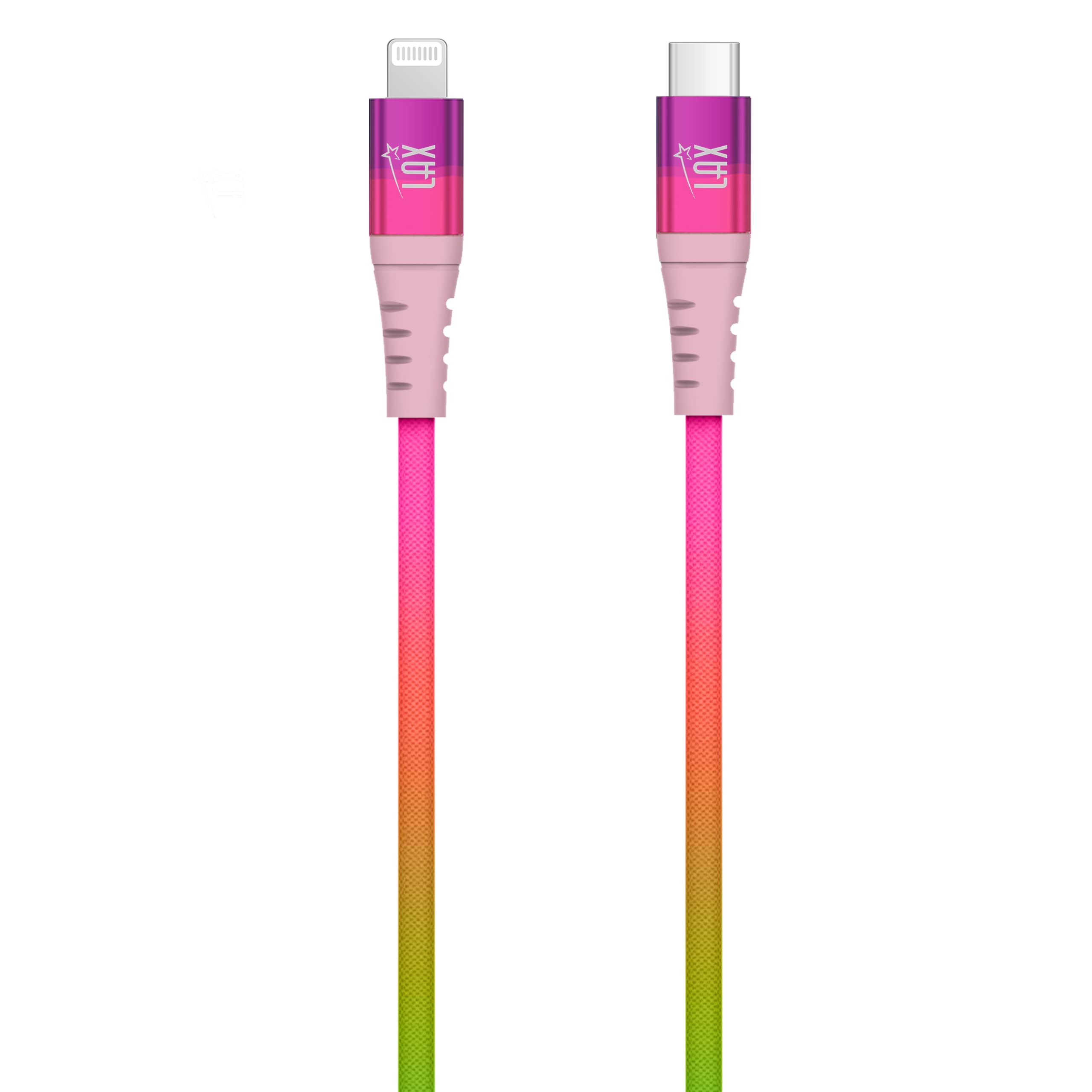 Apple MFi Certified USB C to Lightning Cable - 6ft Fast Charging Nylon Braided Cable for iPhone 14/14 Plus/14 Pro/14 Pro Max, iPad, iPod - Durable Rainbow Color - Perfect for Home, Office & Travel Charging