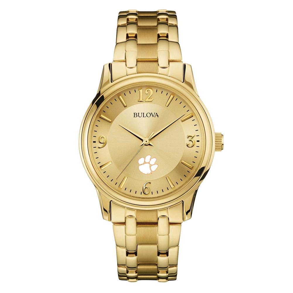 Bulova Men's Clemson University Tigers Gold-Tone Stainless Steel Watch - Elegant Gold Circle Design for Gameday & Formal Events