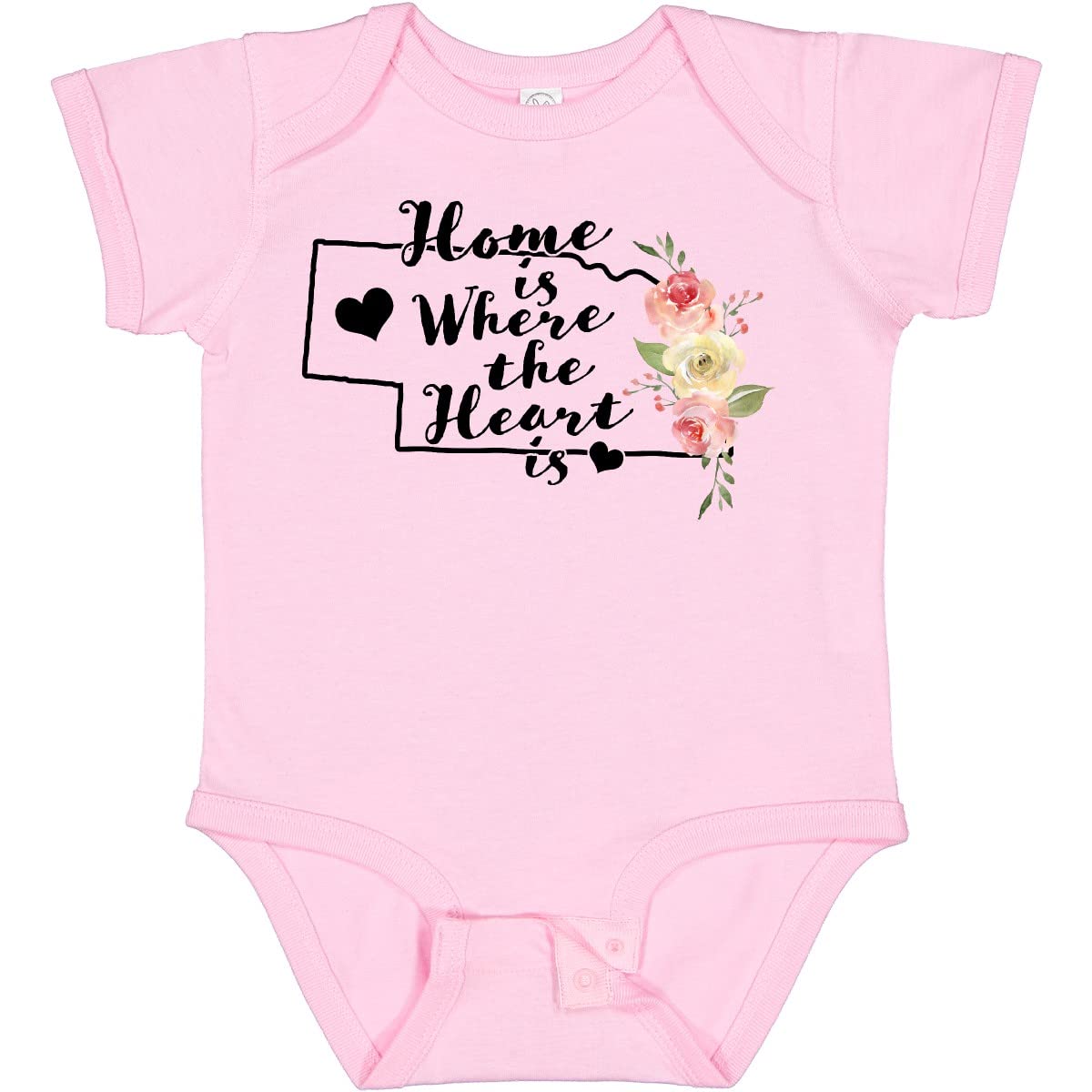 Inktastic Nebraska Home Is Where the Heart Is Watercolor Baby Bodysuit - Soft Cotton Onesie for Newborns & Infants, Perfect for Family Photos, Holidays & Everyday Wear