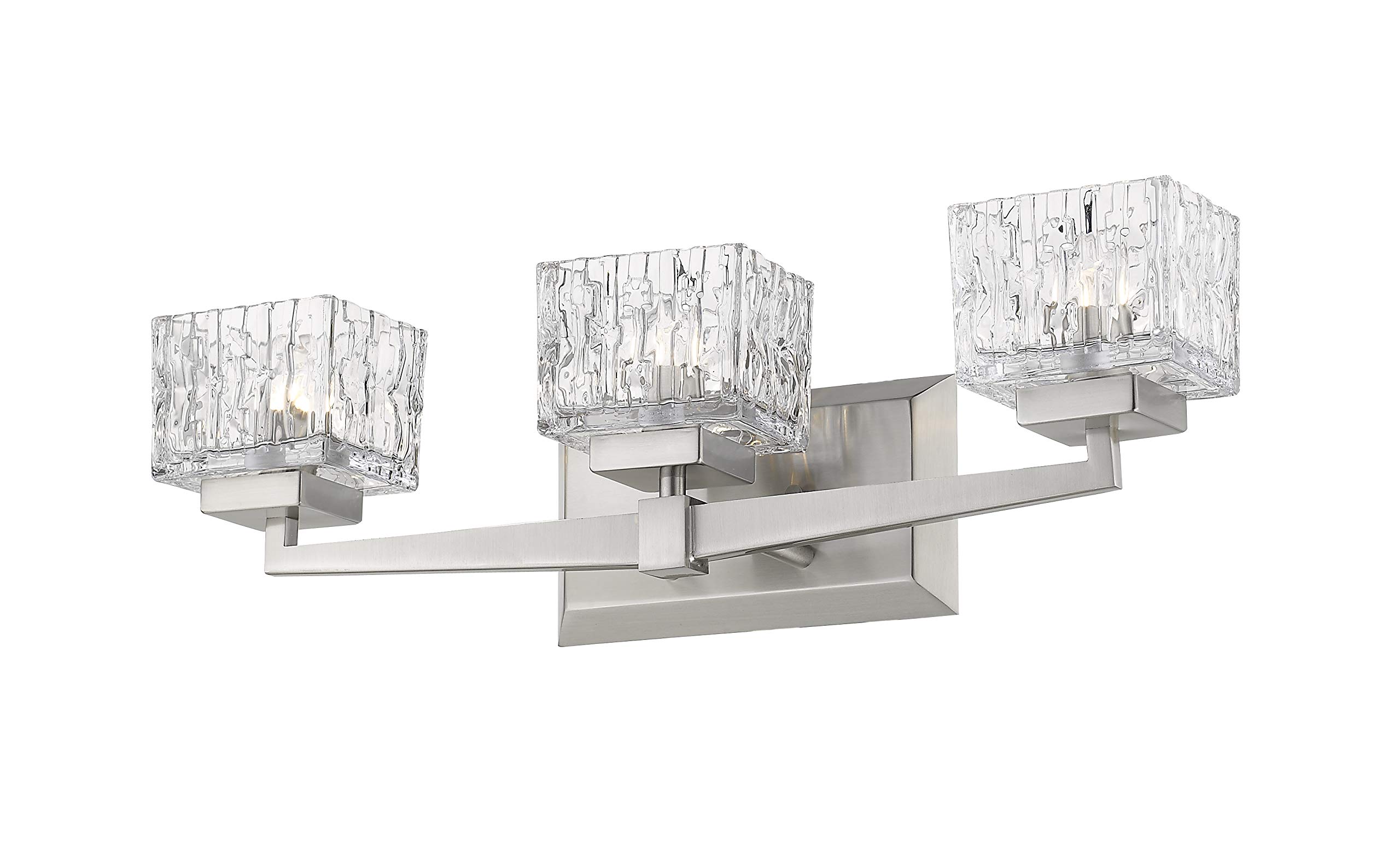 Rubicon 3-Light Bathroom Vanity Light Fixture in Brushed Nickel Finish - Perfect for Modern Bathroom, Powder Room & Dressing Area Lighting