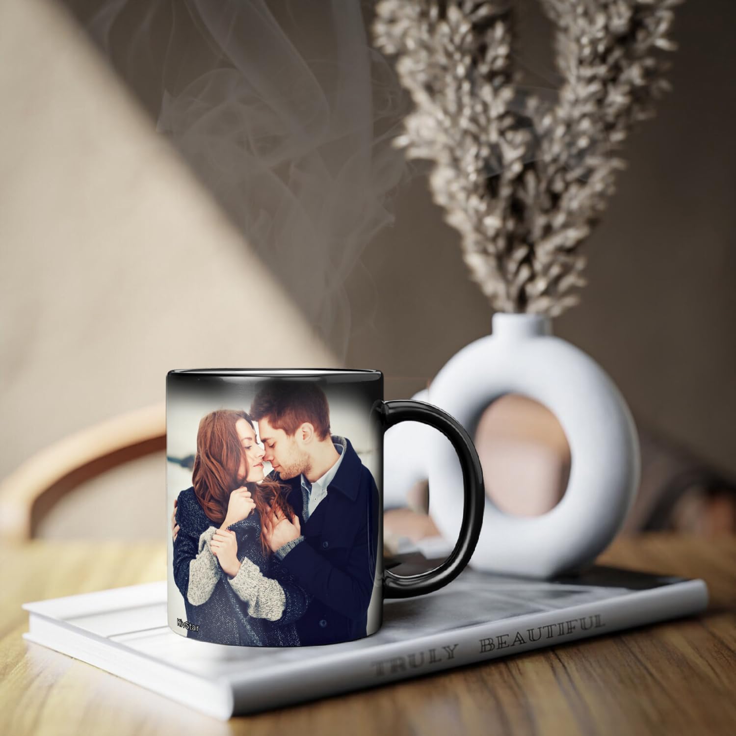 Custom Photo & Quote Magic Mug - Personalized Ceramic Coffee Cup with Name & Wish for Anniversary, Valentine's Day, Birthday Gifts (325ml) | Great for Couples, Girlfriend, Boyfriend | Perfect for Morning Coffee, Office Use & Romantic Surprises