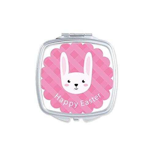 DIYthinker Happy Easter Bunny Pattern Mirror - Portable Compact Double-Sided Makeup Mirror for Travel, Purse & Home Decor (Easter Gift Idea)