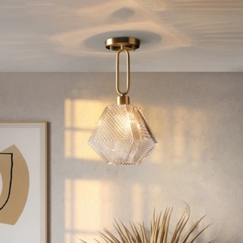Vintage Diamond Cut Art Deco Pendant Light - Elegant Ceiling Fixture for Dining Room, Kitchen Island & Bedroom Lighting