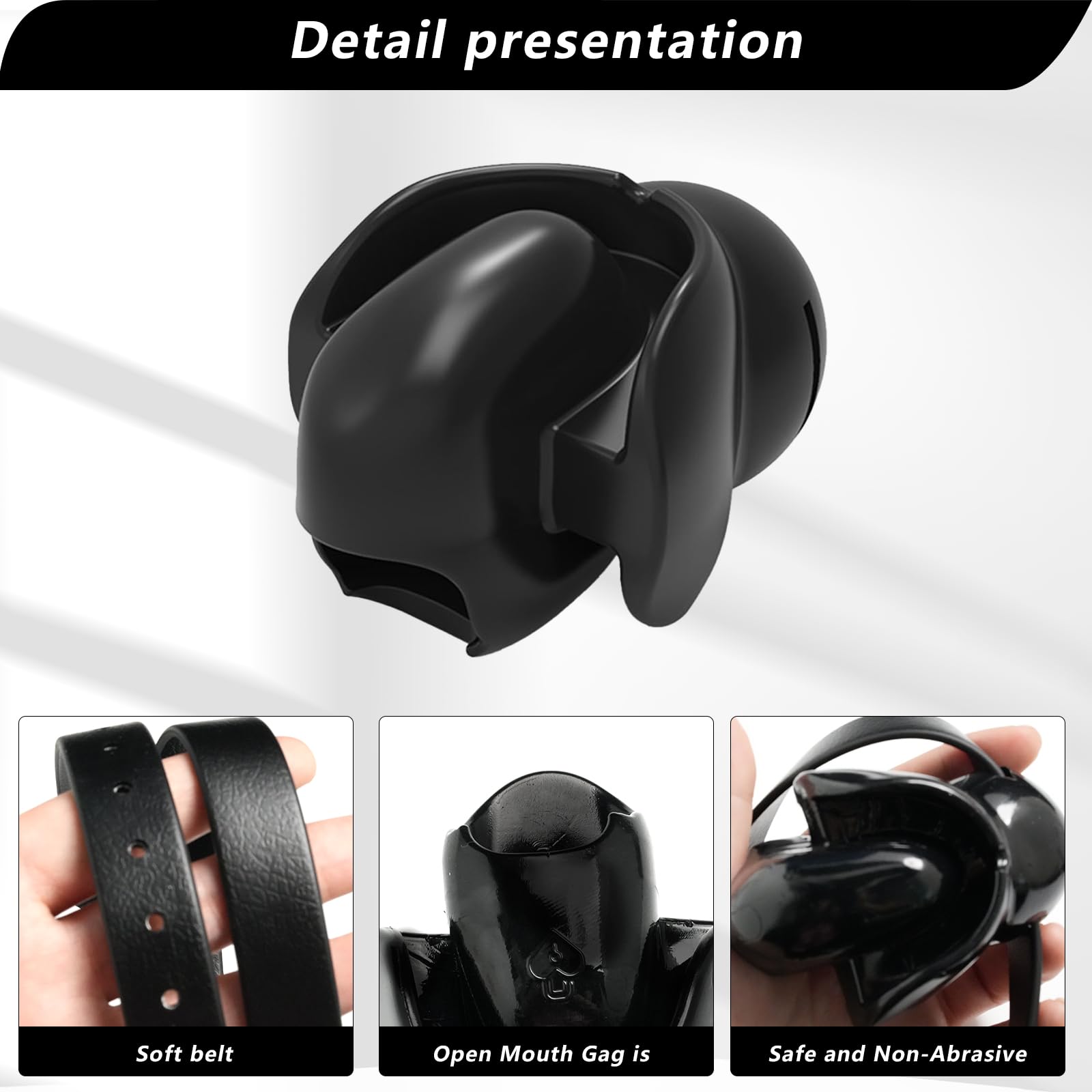Premium Adjustable Silicone Open Mouth Gag Ball for BDSM & Fetish Play - Black Adult Bondage Toy with Tongue Retainer for Couples & Men - Perfect for Roleplay, Sensory Deprivation & Spice Up Your Intimate Moments