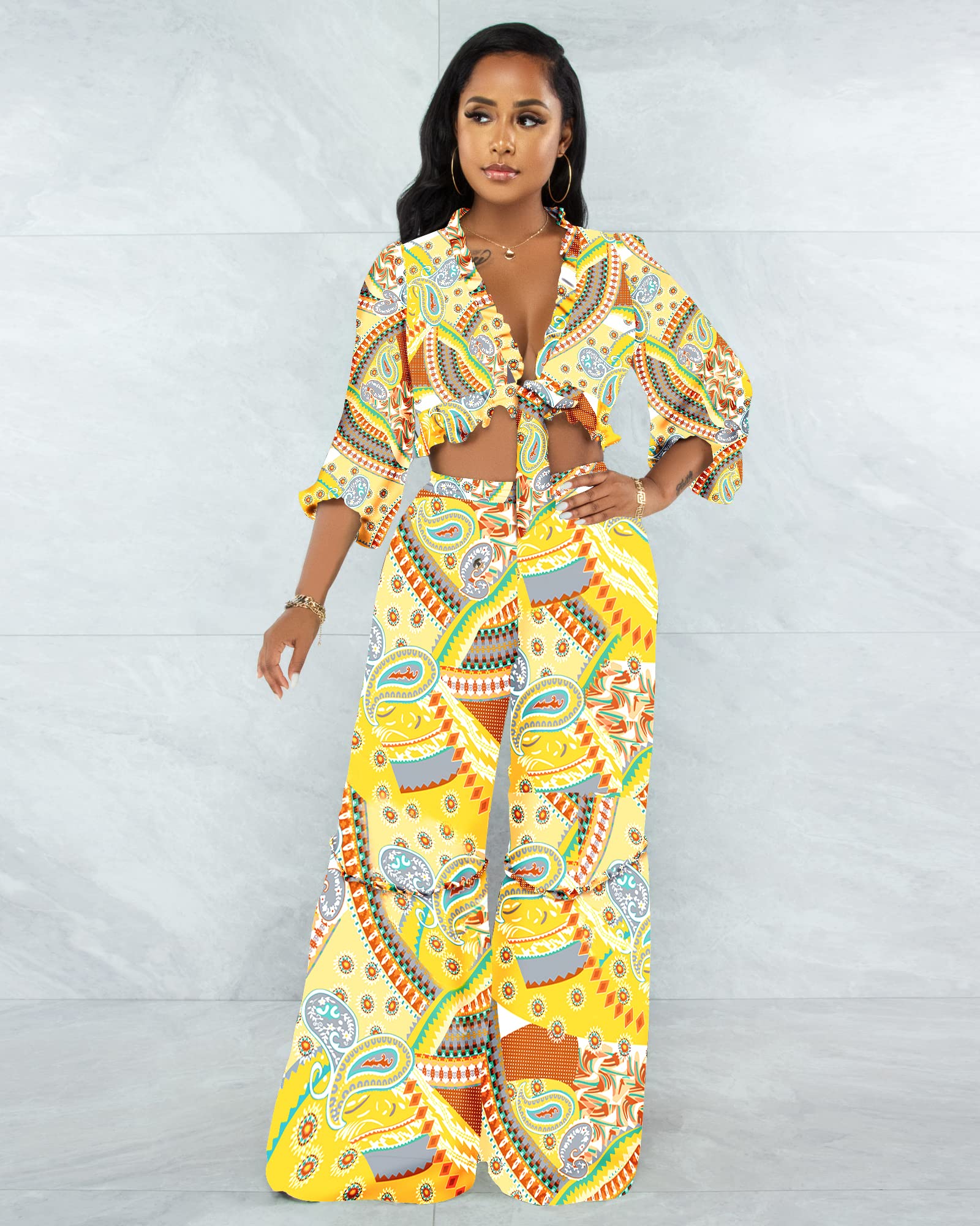 Women's 2 Piece Outfits Summer Boho Floral Print Crop Top & Shorts Set - Casual Beachwear, Vacation Outfit, Street Style Fashion