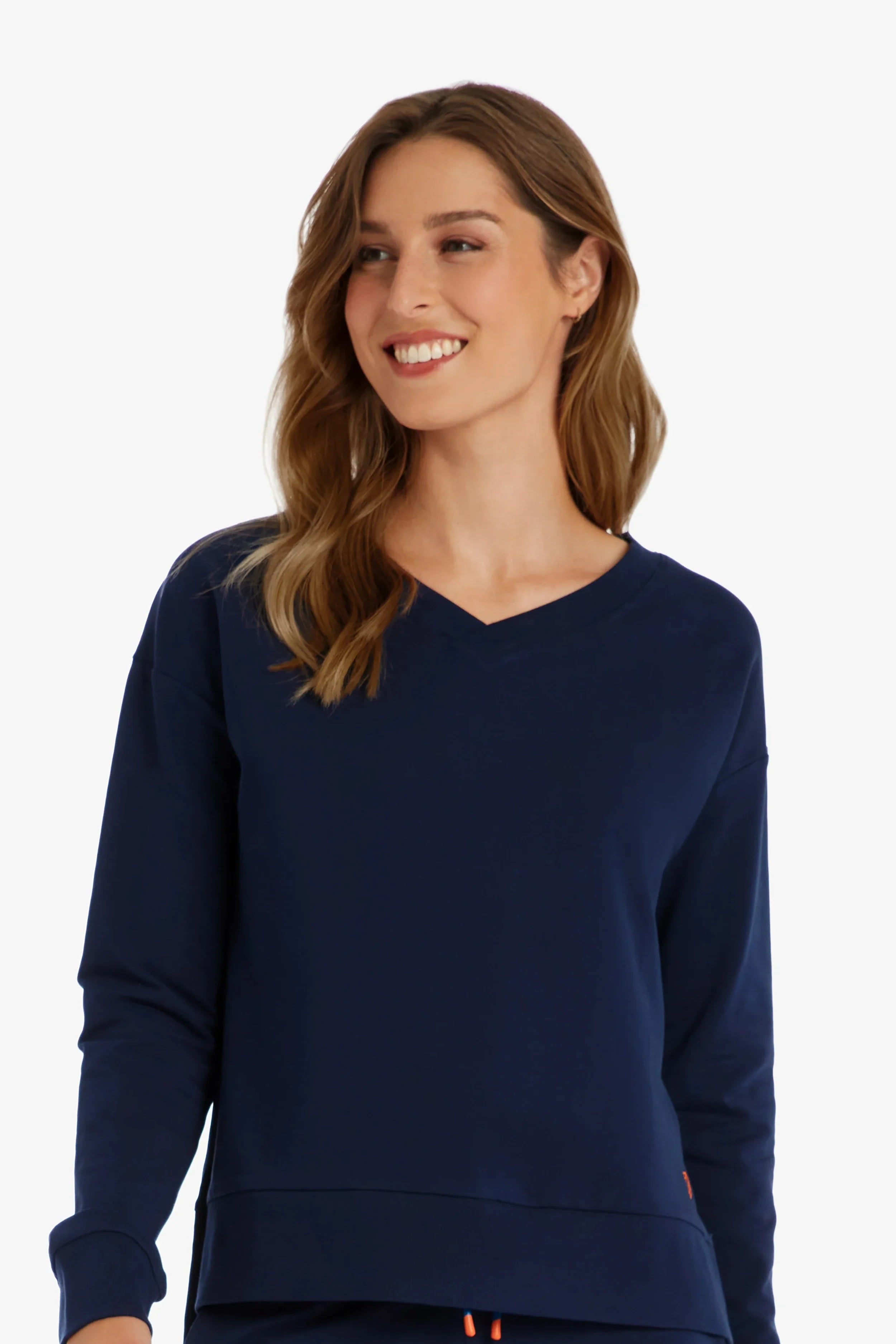 Women's Soft V-Neck Pullover Sweater - Navy Blue | Cozy Knit Top for Casual Wear & Layering