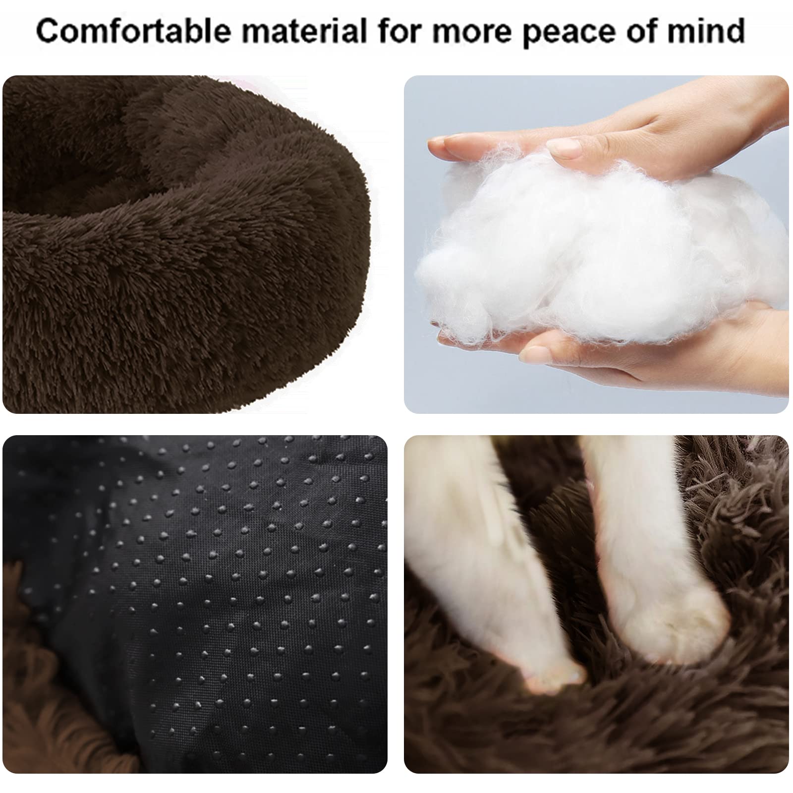 Nisrada Washable Round Dog Bed for Small Medium Large Dogs - 27 Inch Calming Pet Bed with Non-Slip Bottom | Cozy Soft Puppy & Kitten Bed for Crate, Living Room, or Bedroom