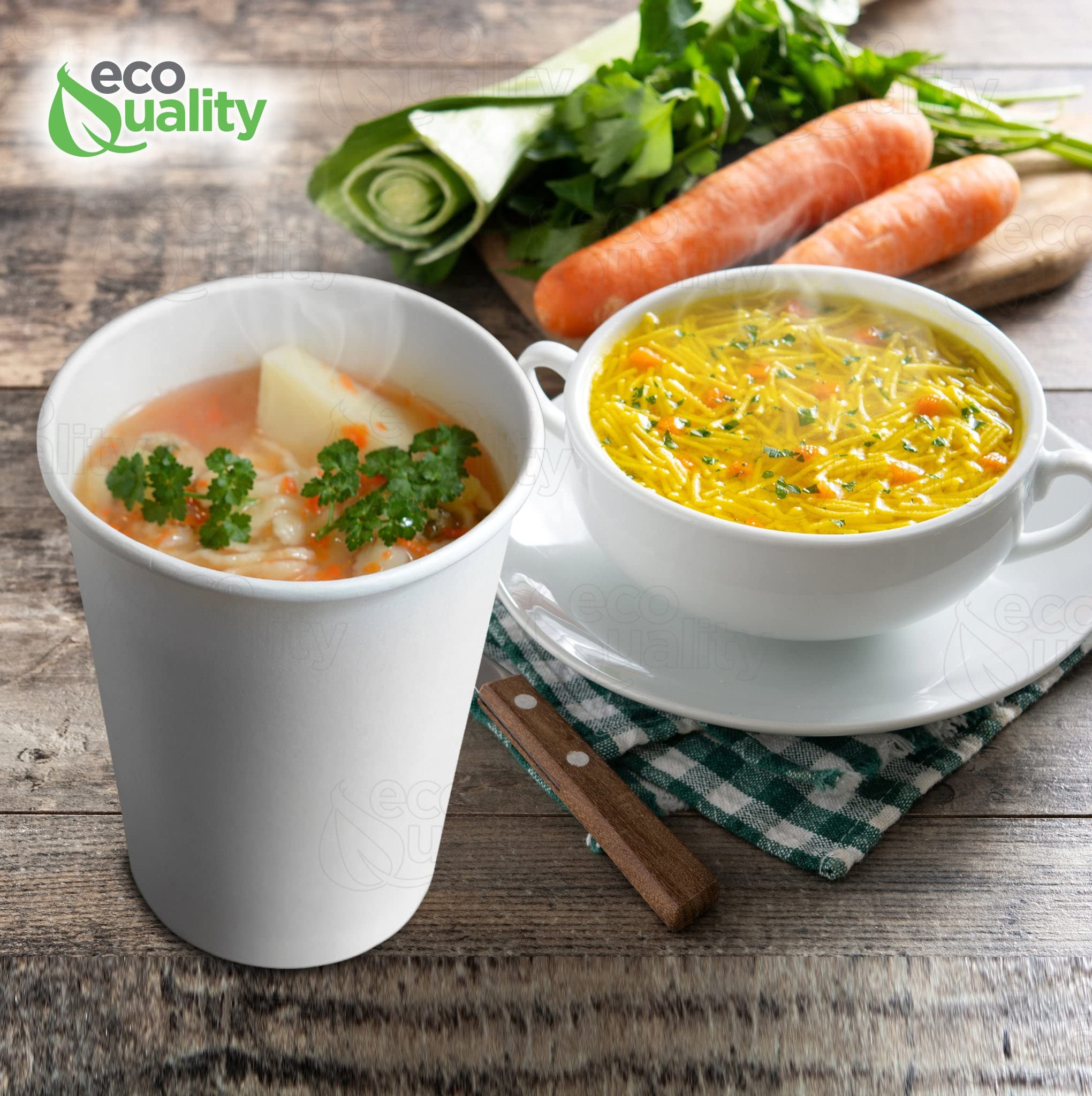 32oz Disposable White Paper Soup Containers - Microwave & Freezer Safe Takeout Bowls for Ice Cream, Frozen Yogurt, Desserts - Bulk 75 Pack - Perfect for Parties, Catering & Food Storage