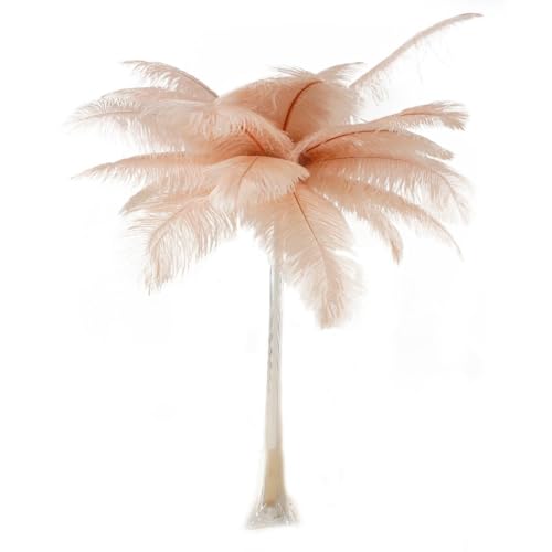 Clear Vase/Champagne Feathers