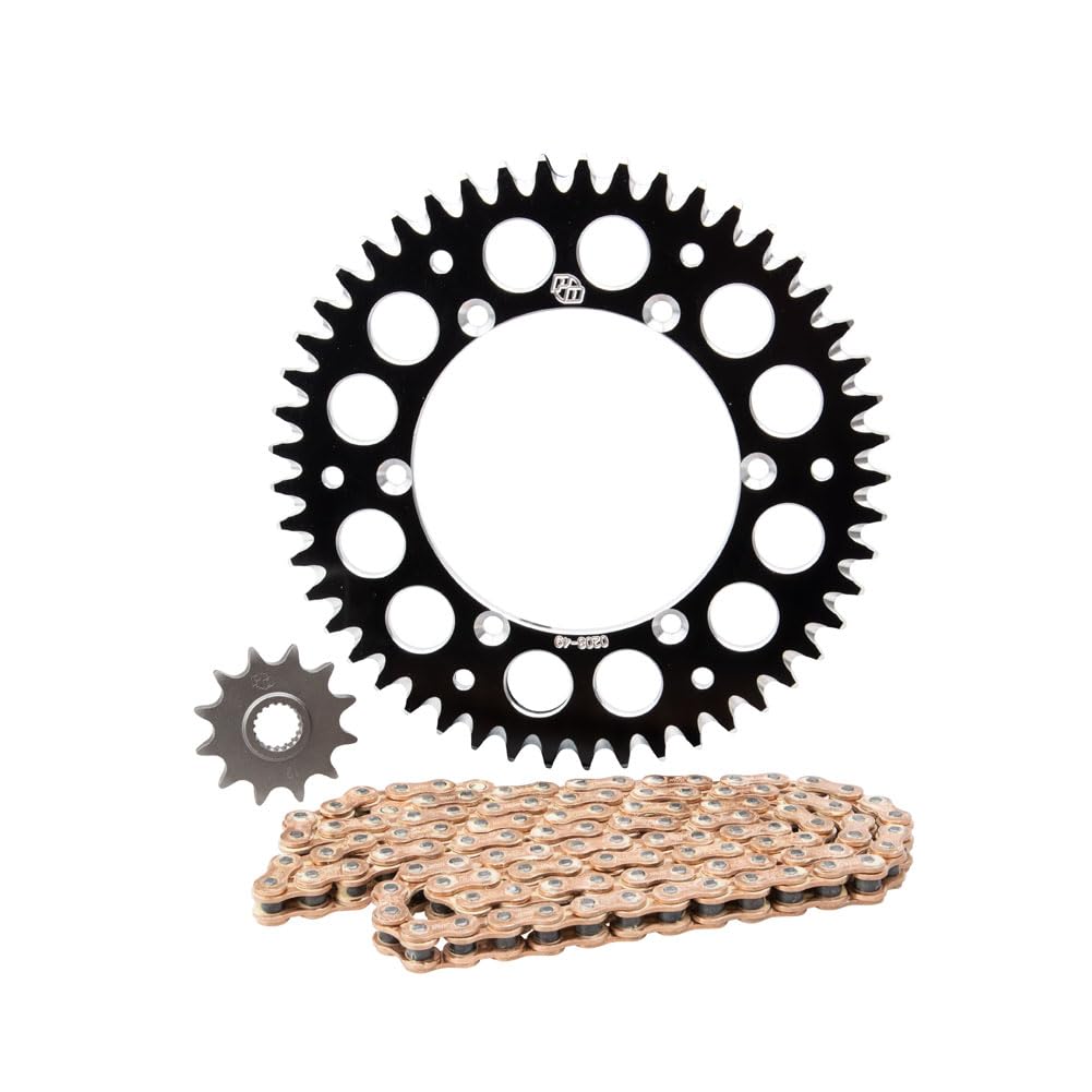 High-Performance Alloy Kit & Gold Plated MX Race Chain - Black Rear Sprocket for Dirt Bikes & Motorcycles - Off-Road Racing & Trail Riding Accessories