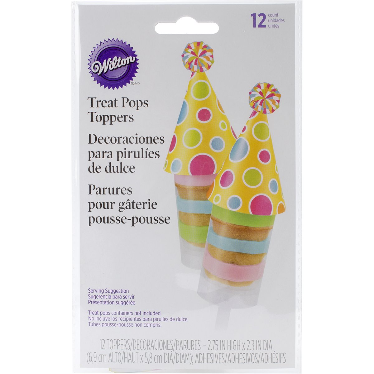 Wilton 2113-0266 12-Piece Cake Pop Toppers Set - Colorful Birthday Hat Decorations for Cupcakes, Cookies & Desserts | Perfect for Birthday Parties, Baby Showers & Special Events