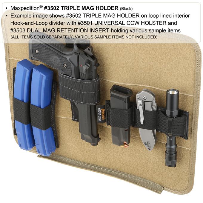 Triple Magazine Holder - Black | 2-Pack (Buy 1 Get 1 Free) | Tactical Gun Accessories for Range, Home Defense & Concealed Carry