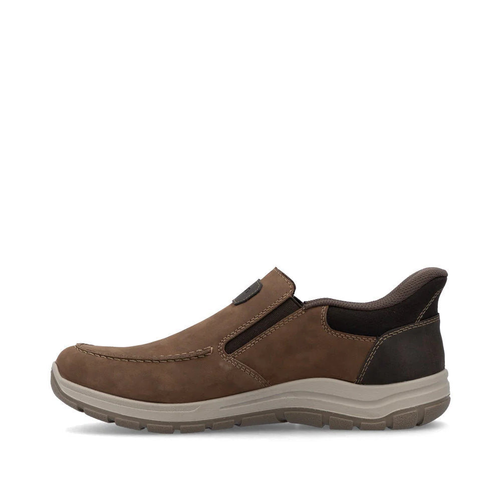 Rieker 03655 Brown Men's Casual Loafers - Comfortable Slip-On Shoes for Business, Office & Daily Wear