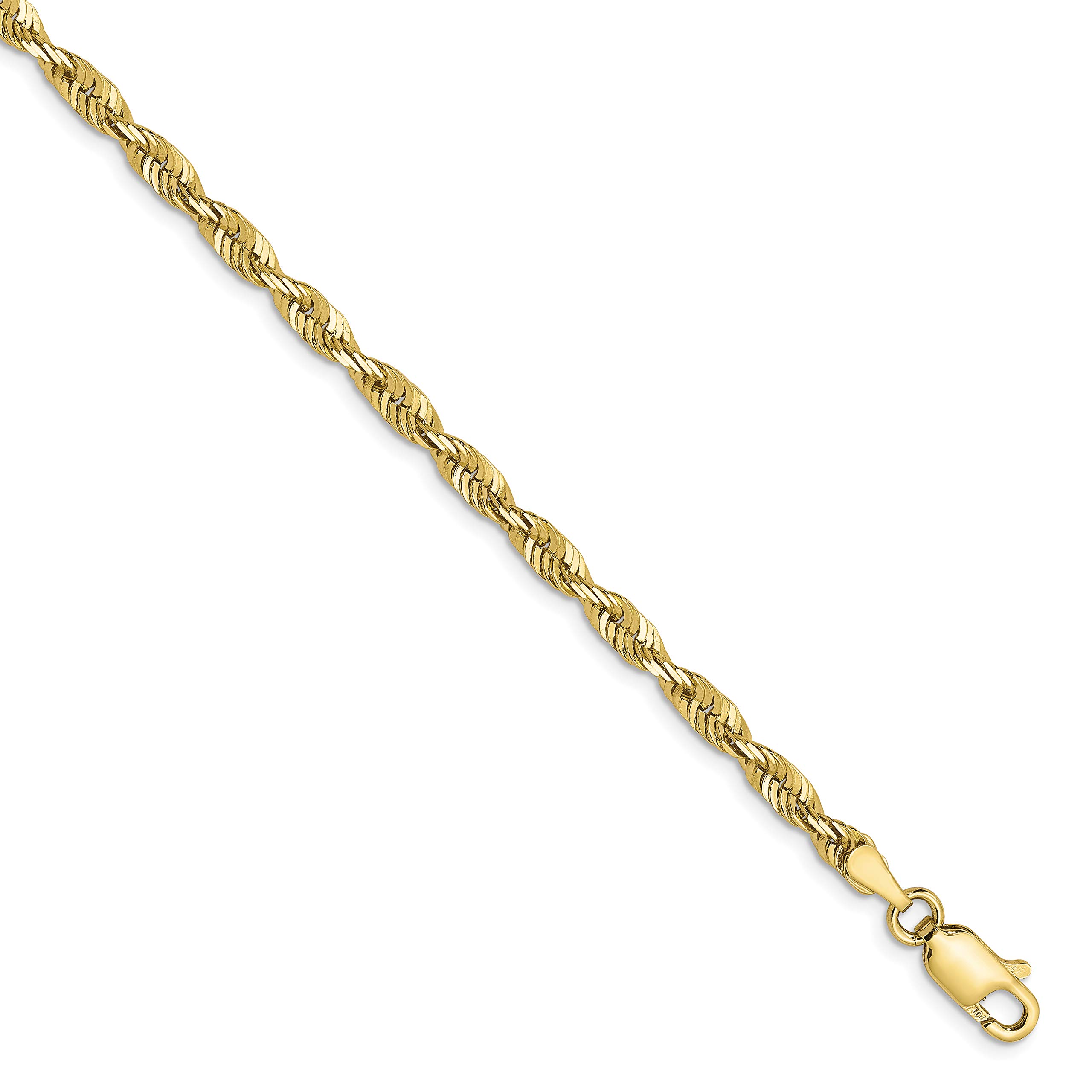10K 3mm Diamond-Cut Lightweight Rope Chain Necklace 7 Inches - Perfect for Everyday Wear, Gifts & Special Occasions