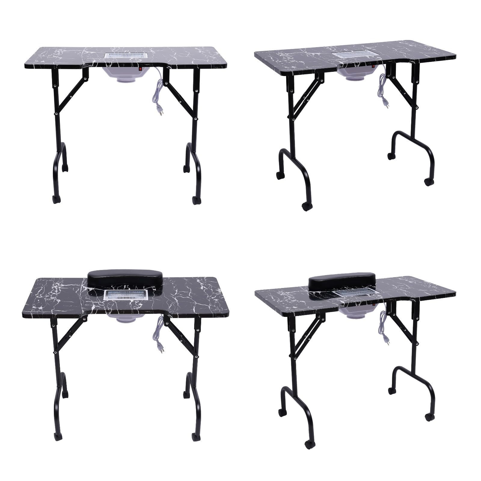 Portable Folding Nail Table with Dust Collector Fan - 35 x 15 x 28 Inch Manicure Pedicure Station for Salon & Home Use - Perfect for Nail Technicians, DIY Manicures & Spa Treatments