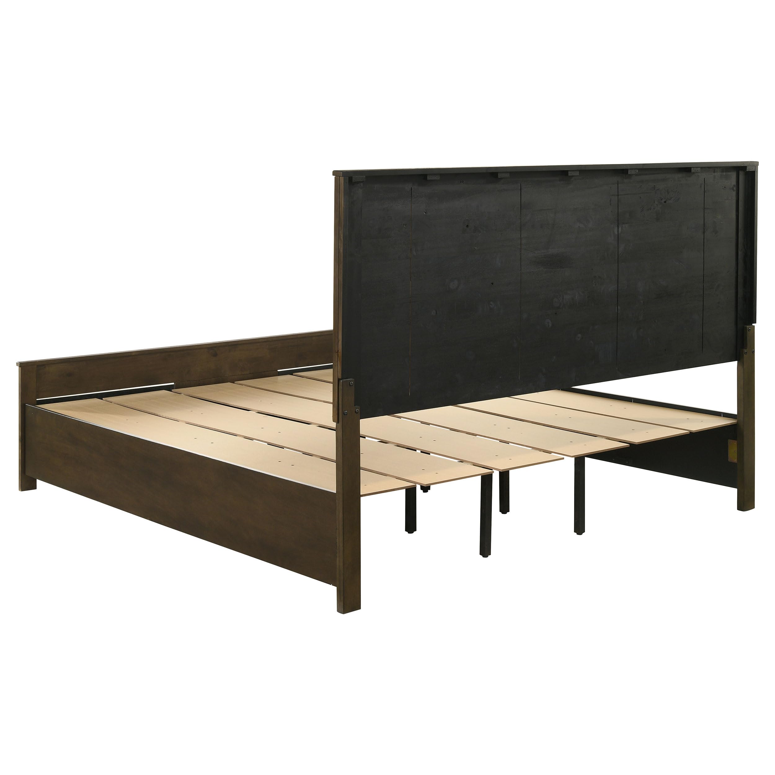 Coaster Home Furnishings Woodmont Farmhouse 5-Piece Bedroom Set - Eastern King Size Storage Panel Bed Frame with 54-inch Rustic Golden Brown Headboard (222631KE-S5) - Perfect for Farmhouse Style Master Bedrooms & Guest Rooms