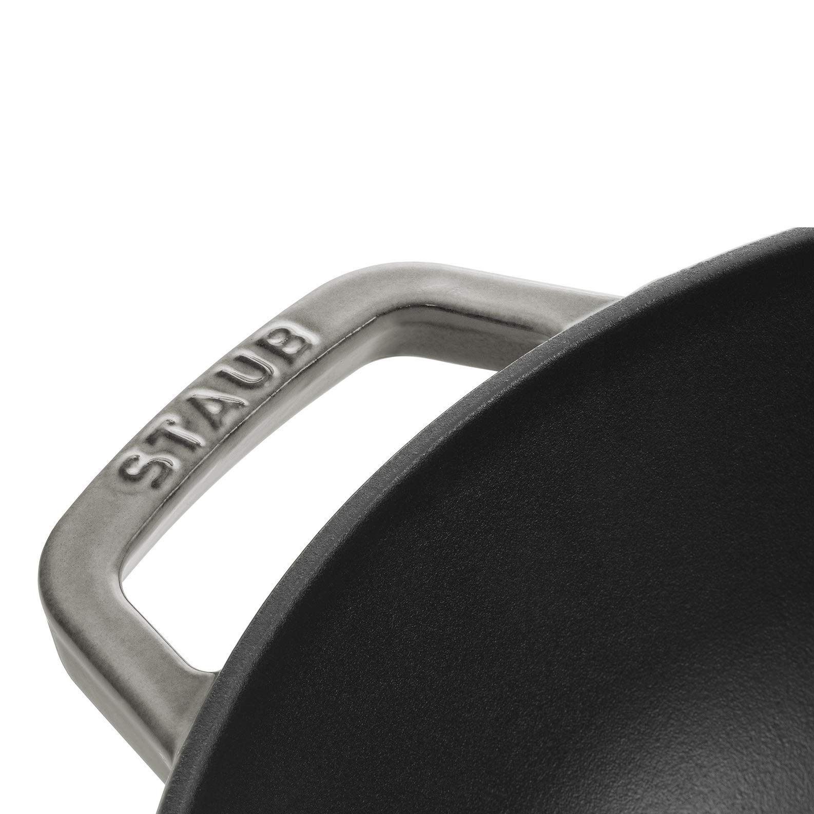 STAUB 30cm Grey Cast Iron Wok - Premium Heavy Duty Stir Fry Pan for High Heat Cooking - Perfect for Asian Stir Fry, Deep Frying & Home Kitchen Use