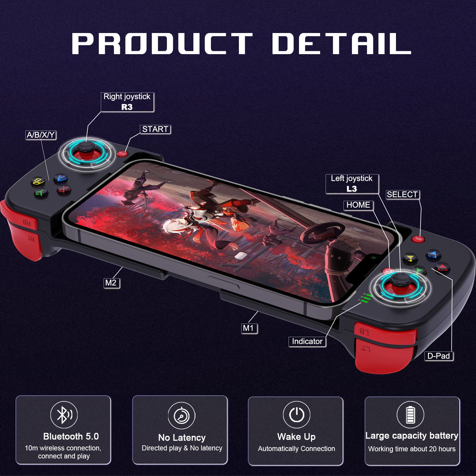 Megadream Wireless Bluetooth Mobile Game Controller for iPhone iOS Android PC - Compatible with iPhone 16/15/14/13/12/11, iPad, Samsung Galaxy, TCL Tablets - Perfect for Call of Duty, Roblox, Fortnite & Mobile Gaming (Blue & Green) - Ideal for Competitive Gaming, Live Streaming & Esports Tournaments