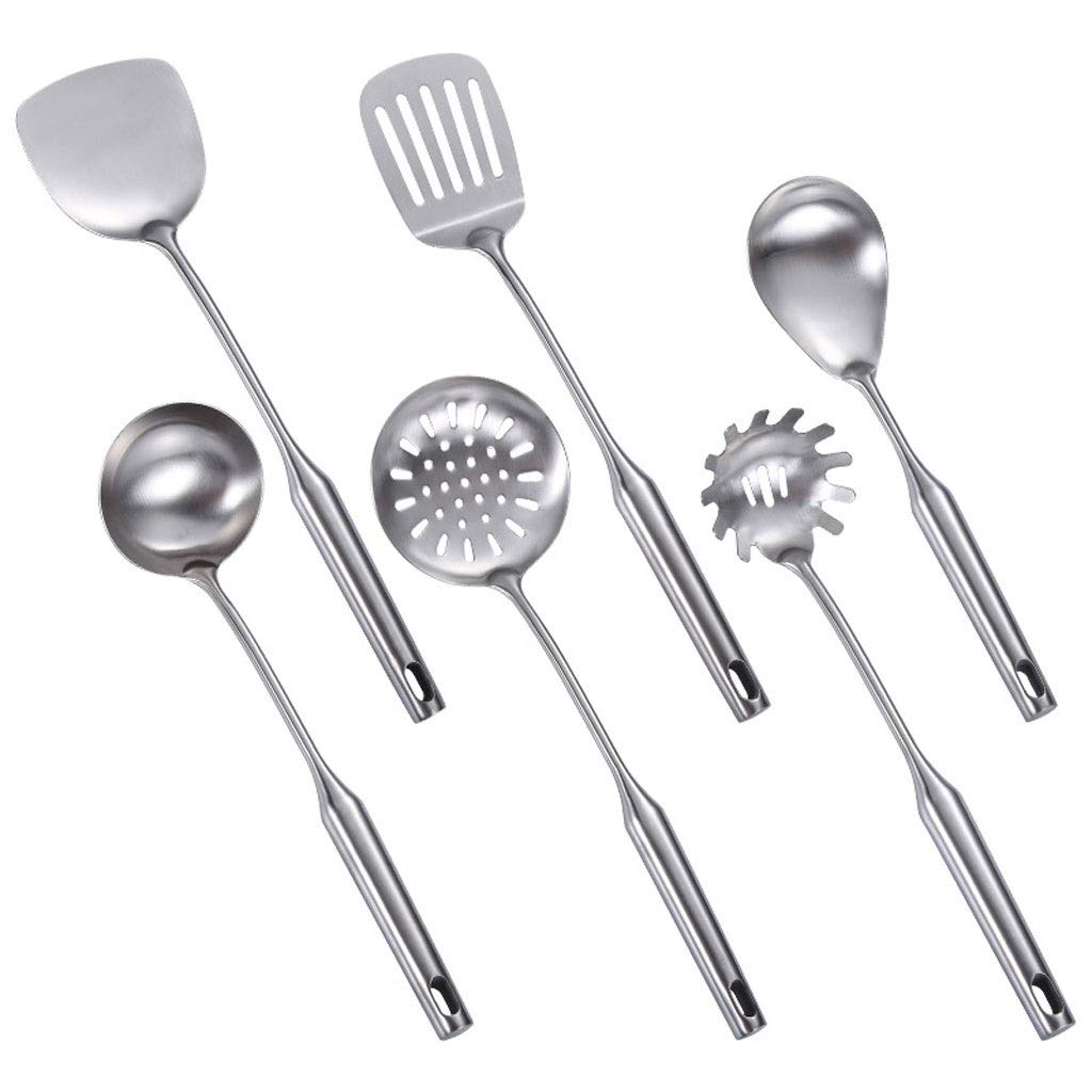 Premium 6-Piece 304 Stainless Steel Kitchen Utensil Set - Colander, Spatula, Slotted Spoon, Solid Spoon, Shovel & More - Durable Cooking Tools for Baking, Frying & Food Prep - Ideal for Home Chefs & Restaurant Use