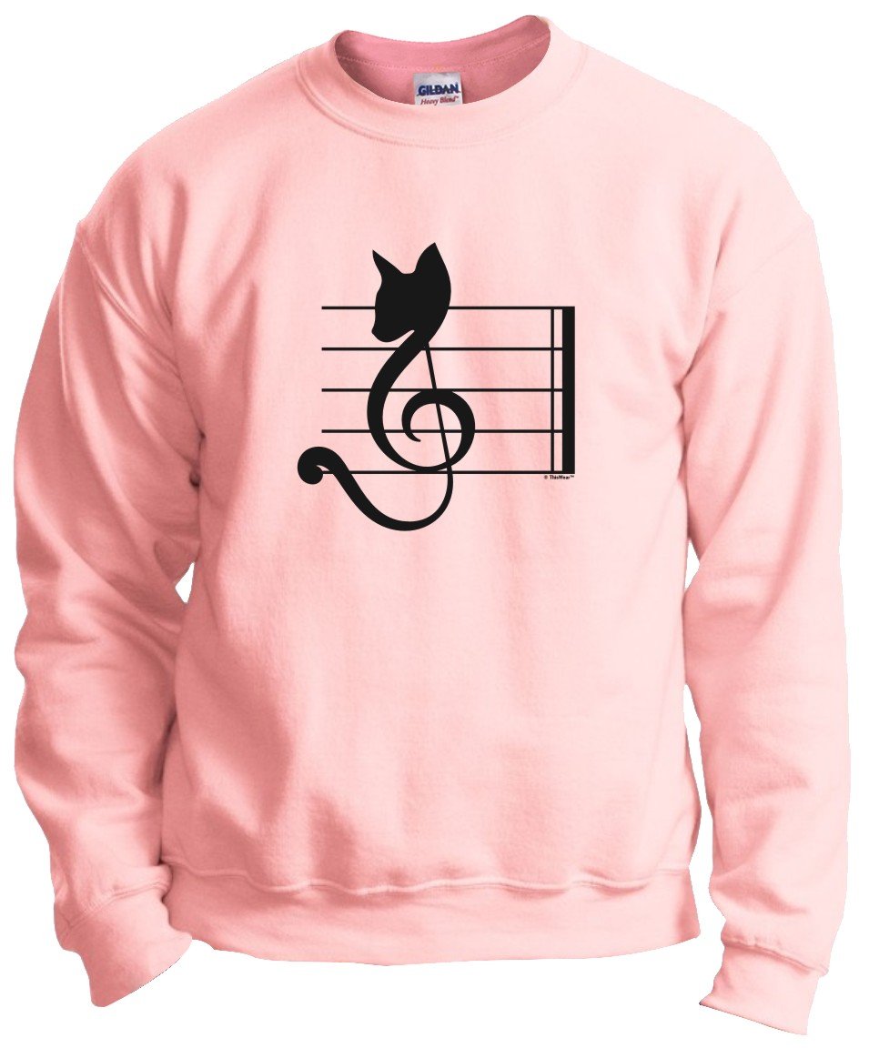 Cat Treble Clef Music Note Crewneck Sweatshirt - Cute Cat Lover Gift for Musicians & Music Teachers - Perfect for Concerts, Music Classes & Casual Wear