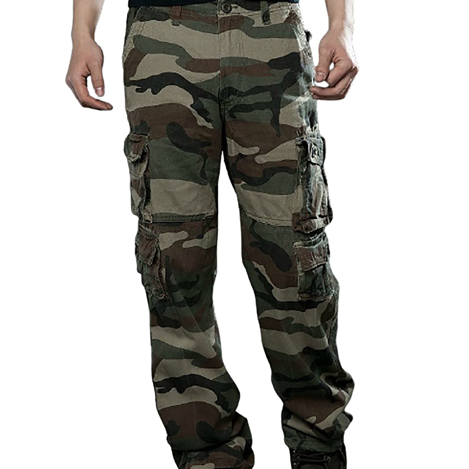 Men's Tactical Cargo Pants - Military Combat Ripstop Camo Work Pants with Multiple Pockets for Hiking, Outdoor & Casual Wear | Durable Outdoor Adventure Pants for Men