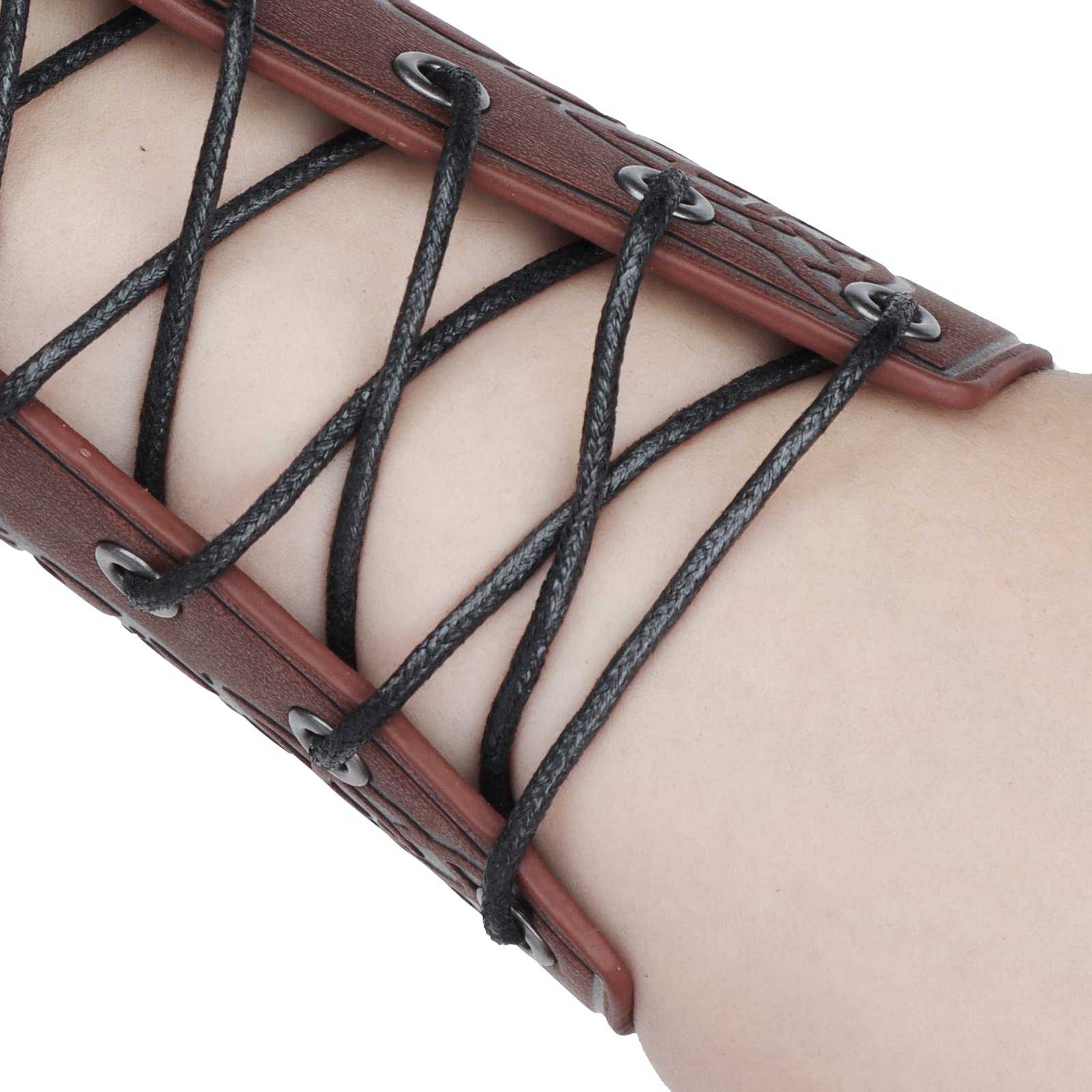 Medieval Archery Bracer - Faux Leather Gauntlet Wristbands for Viking, Knight & Cosplay Costume | LARP Armor Cuff | Perfect for Renaissance Fairs, Historical Reenactments & Fantasy Events