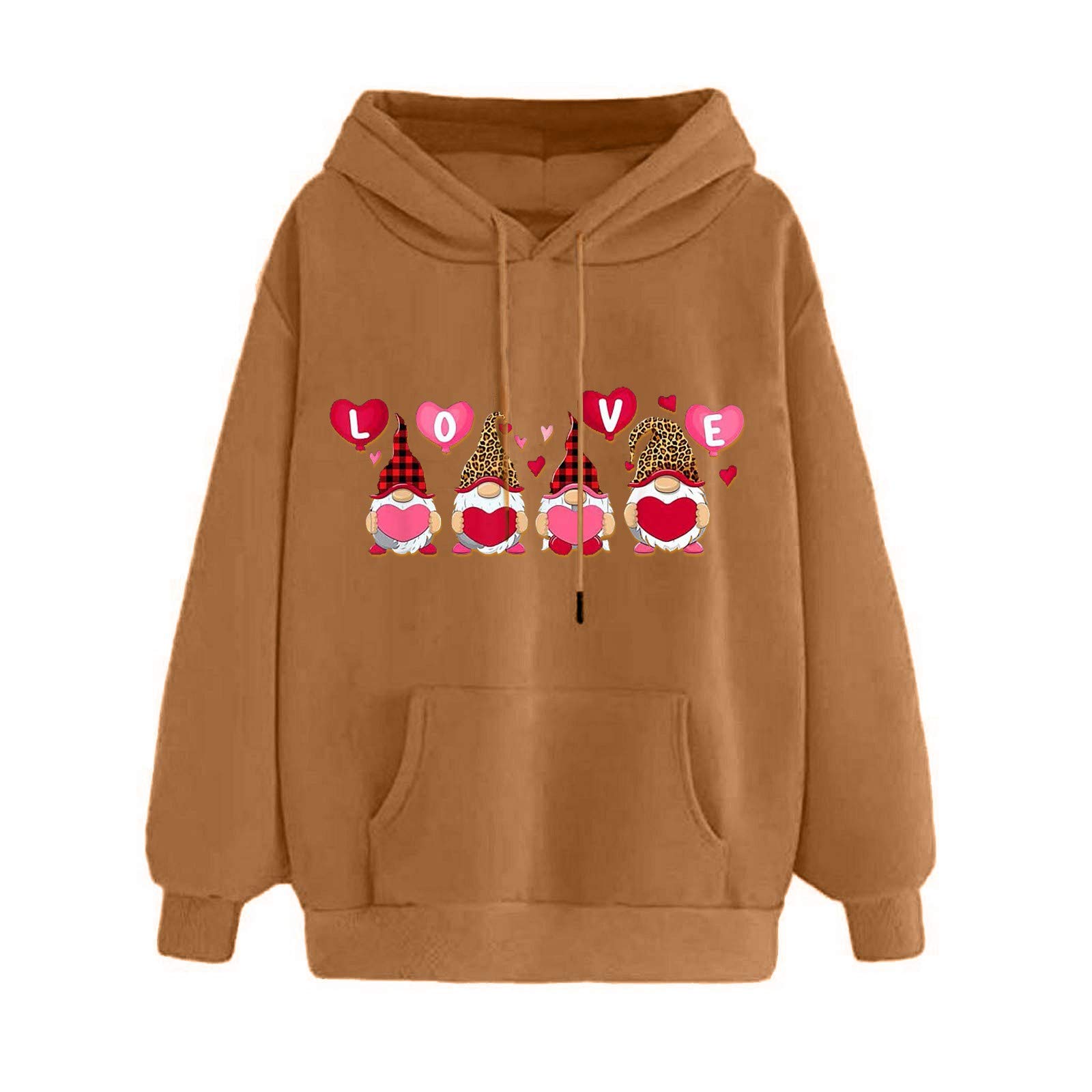 Trendy Women's Valentine's Day Hoodie - Gemira Lips Print Fleece Pullover Sweatshirt with Long Sleeves | Perfect for Casual Wear, Date Nights & Gift Giving