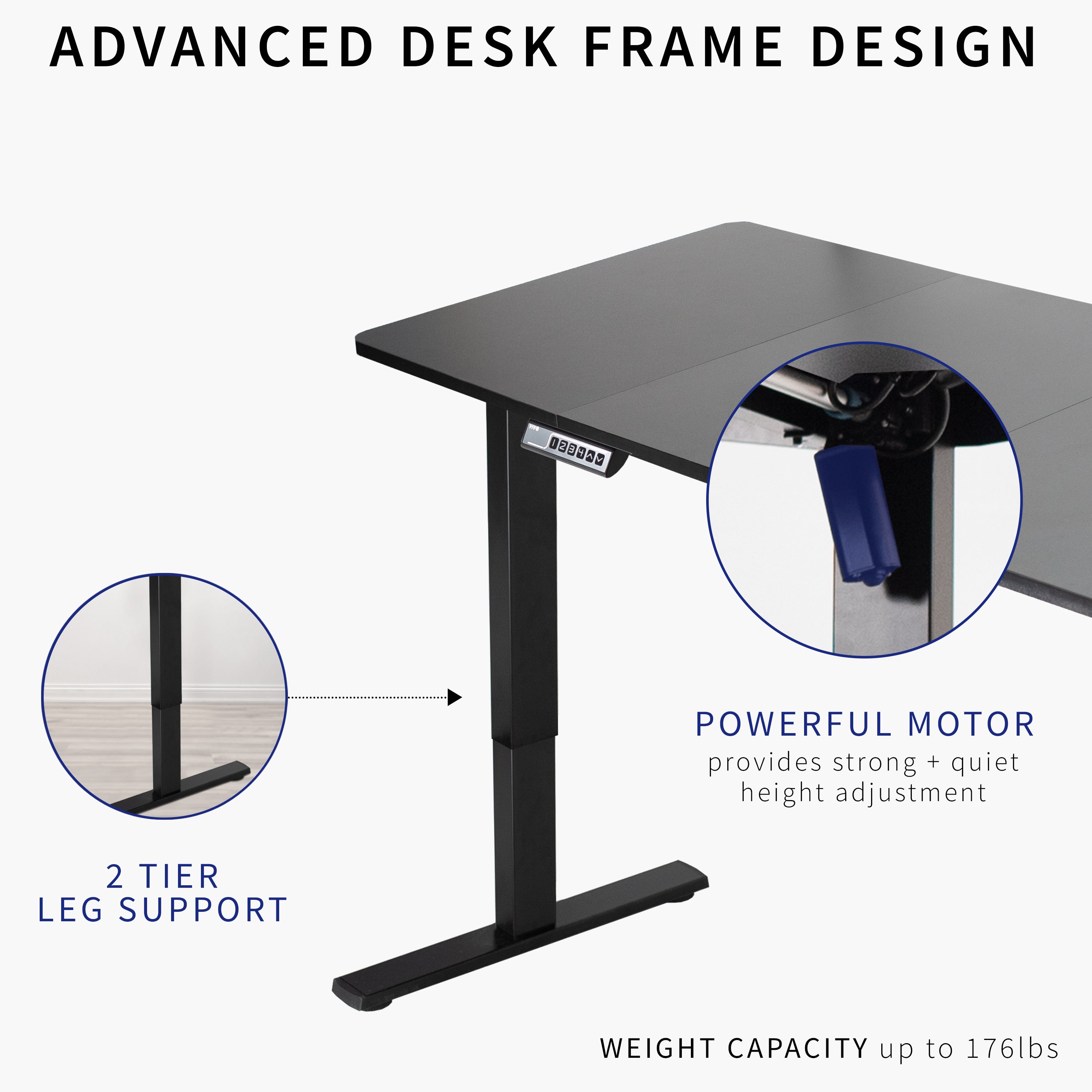 1B Split Top Series Single Motor Electric Standing Desk with Push Button Memory Controller - Perfect for Home Office, Gaming & Study Workspace