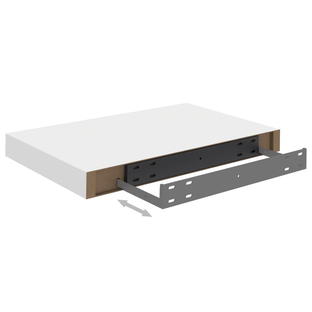 Modern Floating Wall Shelf Set - White MDF Wall Mounted Display & Storage Shelves (15.7