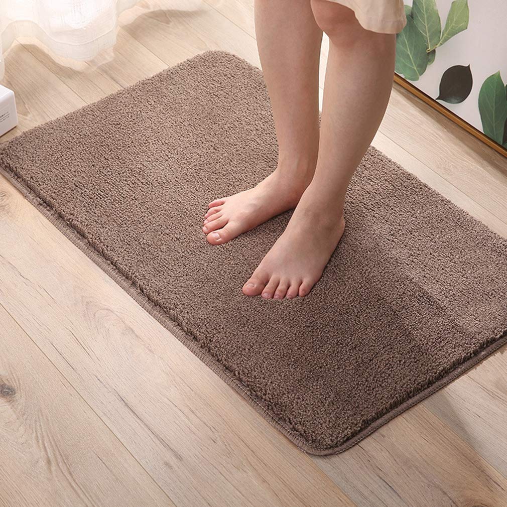 Non-Slip Bath Rug - Super Absorbent Shaggy Bathroom Mat, Machine Washable Plush Carpet for Shower & Floor (24x36 Inch, Dark Brown) - Soft, Durable & Safe for Kids & Elderly in Wet Areas