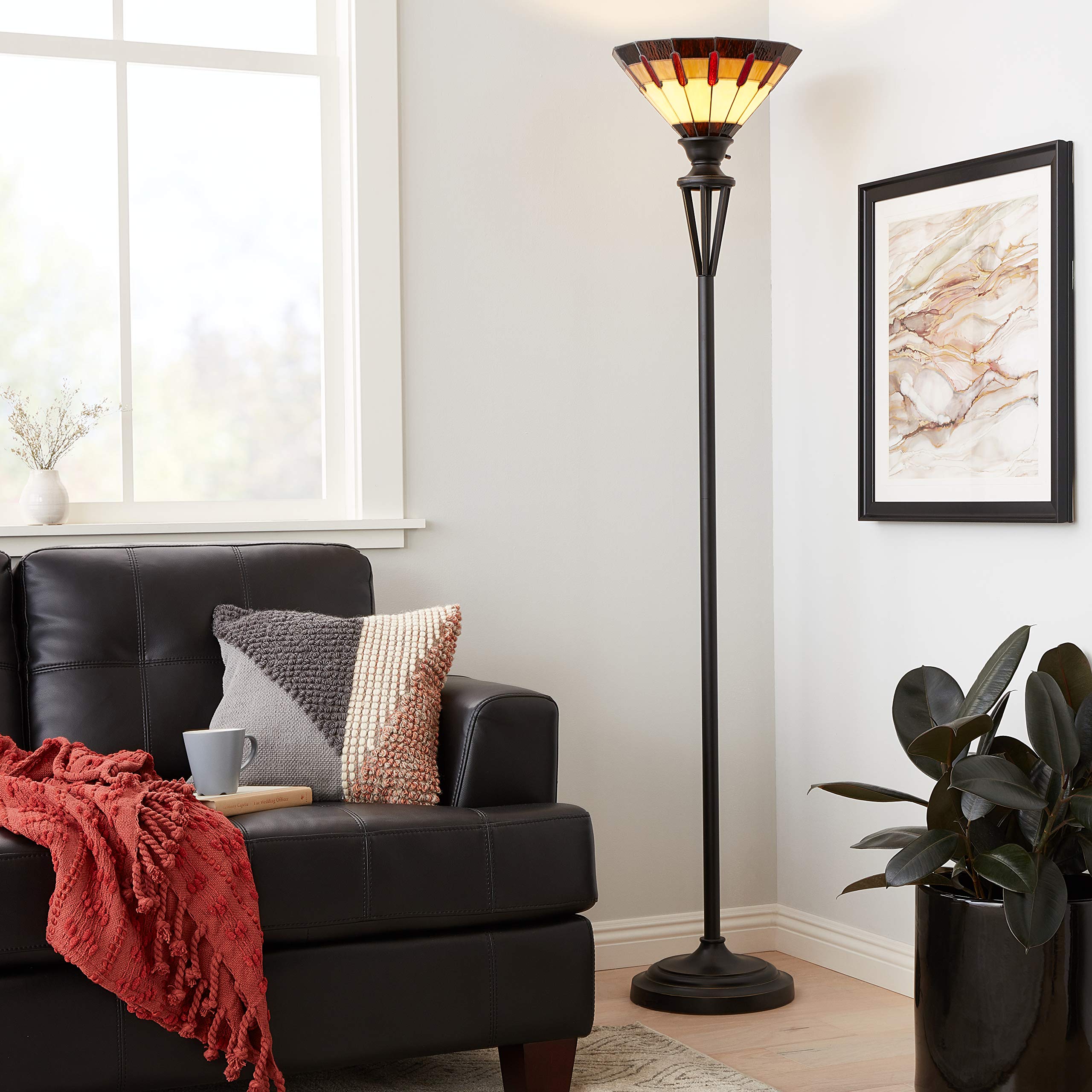 Kenroy Home 32718BRZ Bronze Finish Harmond Floor Lamp - Medium Height Modern Lighting for Living Room, Bedroom & Office Decor
