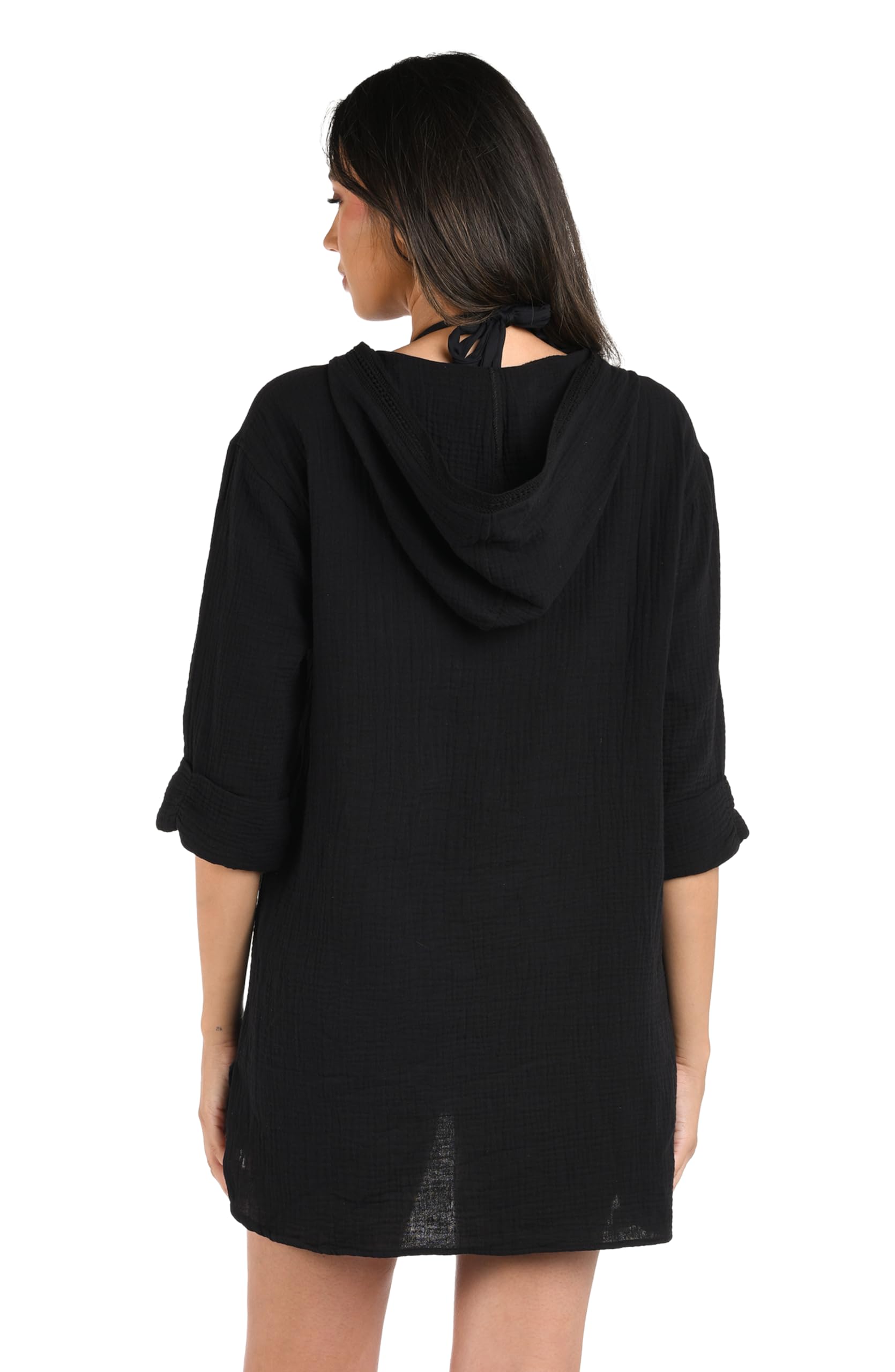 La Blanca Women's Between The Lines Pullover Square Hoodie Cover Up - Soft Casual Loungewear for Beach, Yoga & Everyday Wear