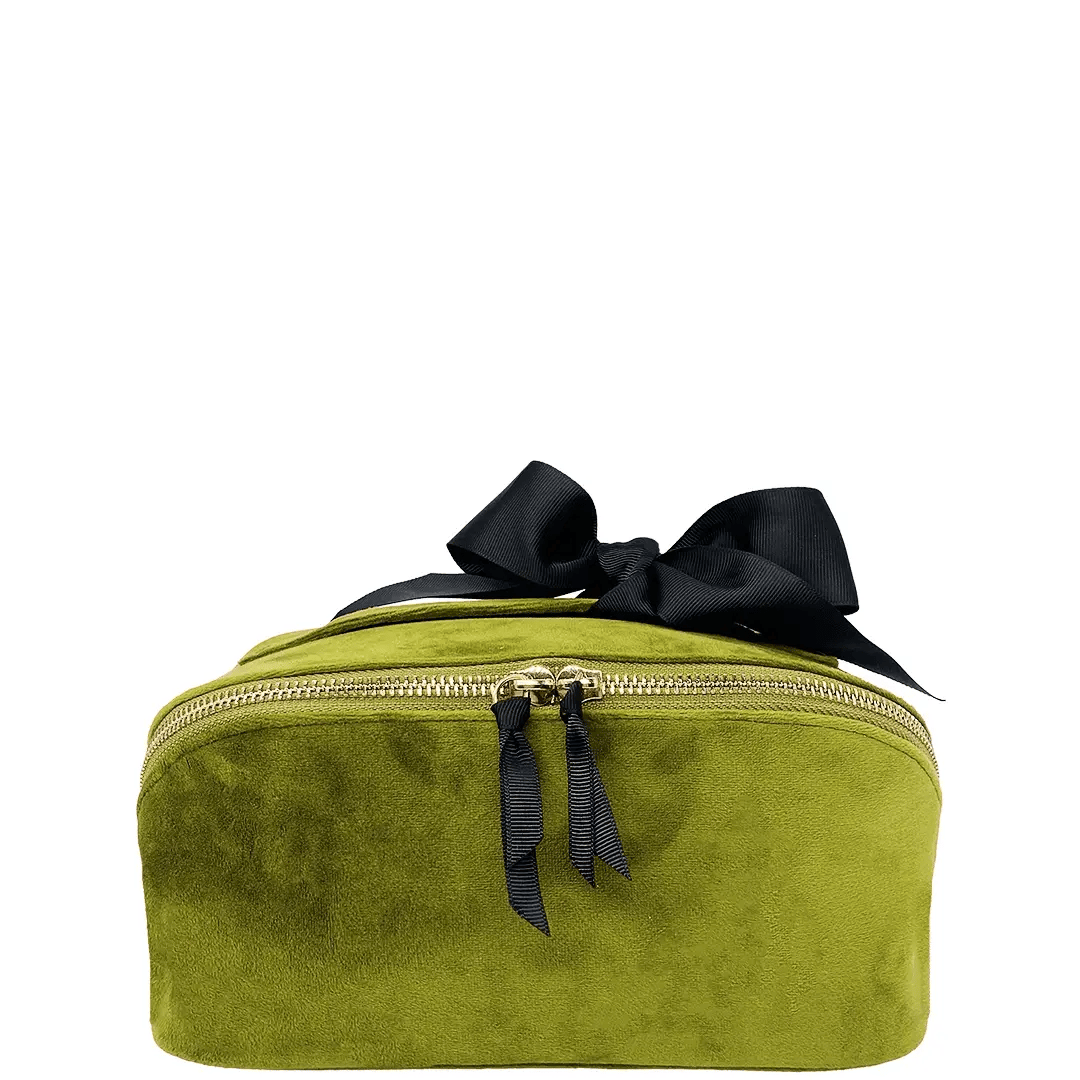 Green Velvet Accordion Box for Makeup & Toiletry Storage | Travel Organizer for Cosmetics, Jewelry & Essentials | Perfect for Vanity, Bathroom & On-the-Go