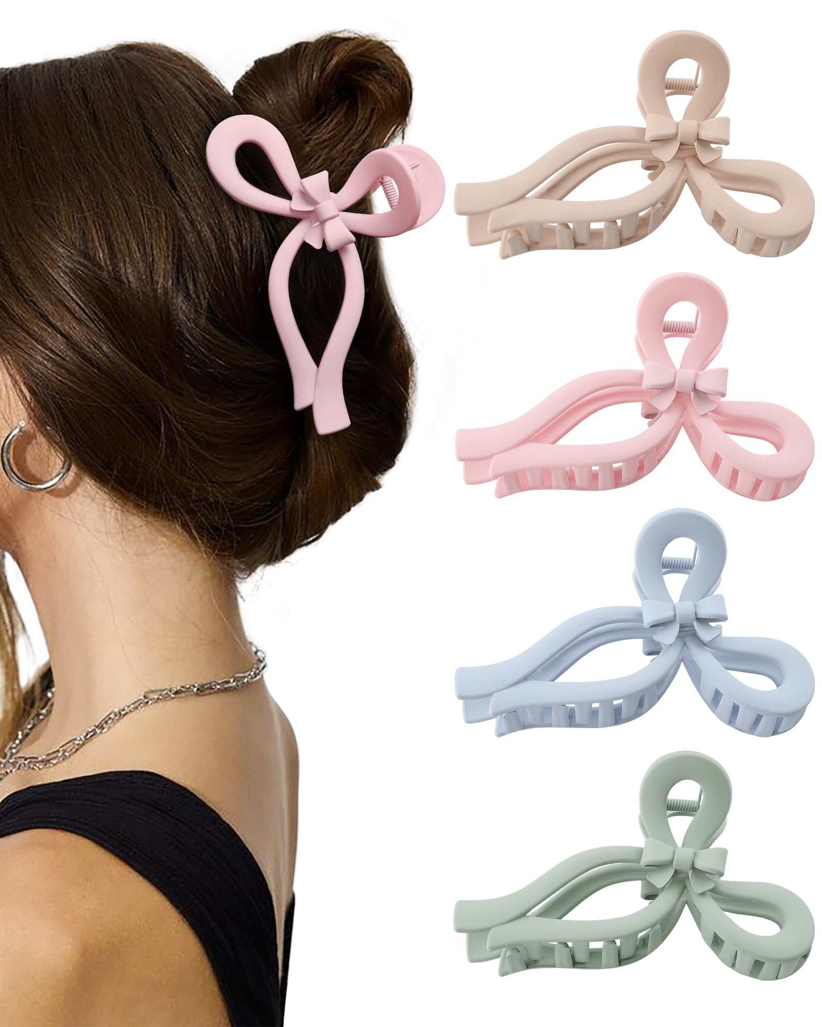 4 PCS Large Bow Hair Clips for Women - 5
