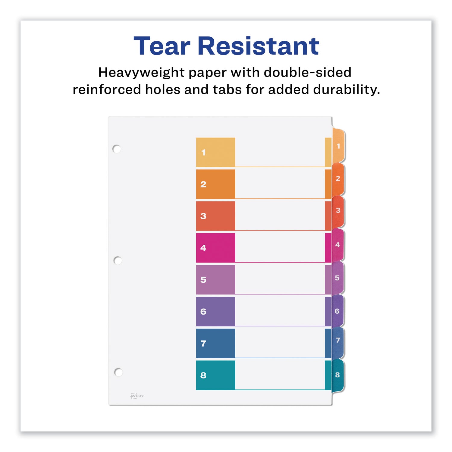 Avery Customizable TOC Ready Index Multicolor Tab Dividers - 8 Tabs (1-8), 11