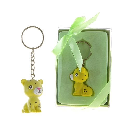 Baby Leopard Poly Resin Keychain in Gift Box - Bulk Pack of 48 - Perfect for Party Favors, Corporate Gifts & Retail Merchandise